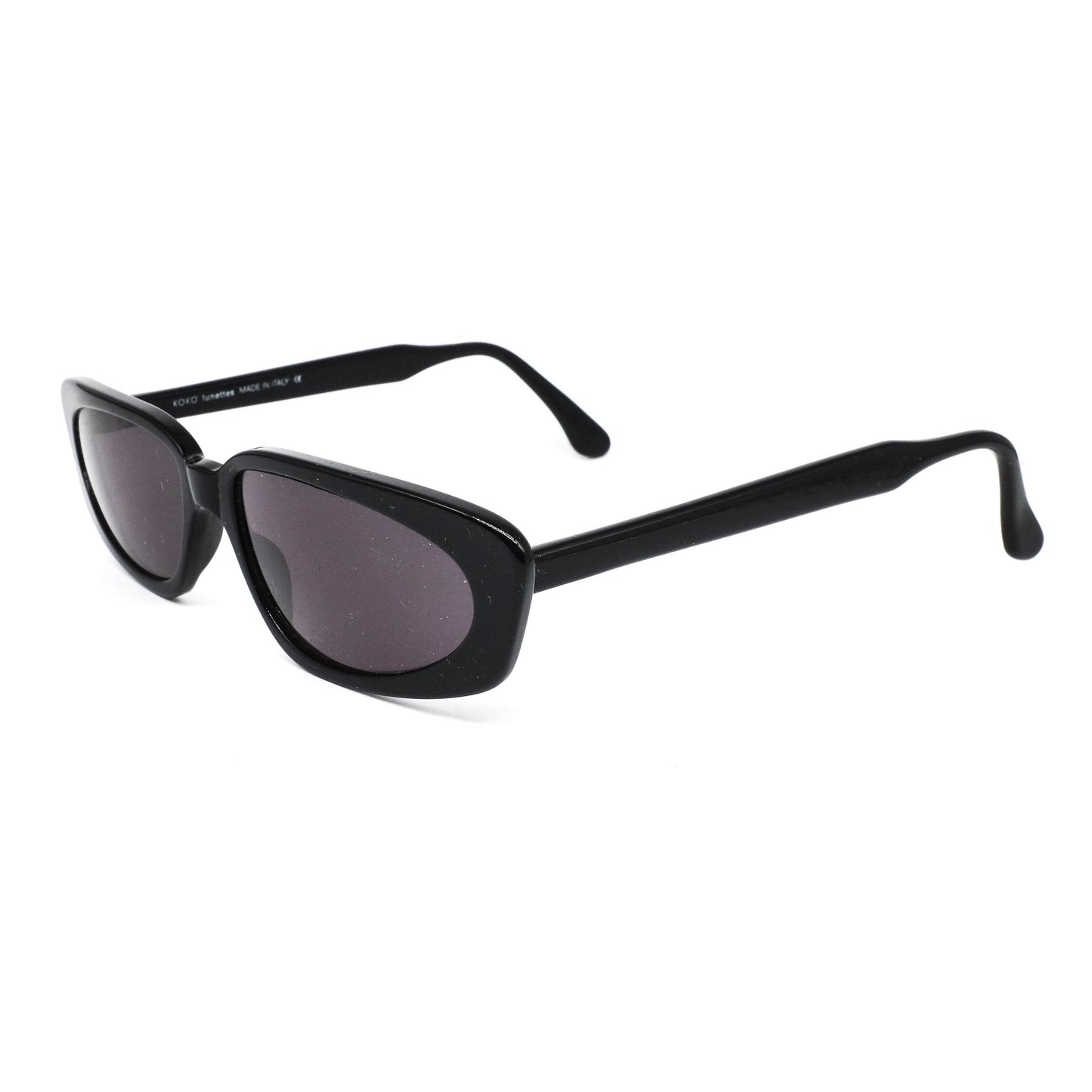 KOKO lunettes black acetate oval/square sunglasses. Made in Italy 80s