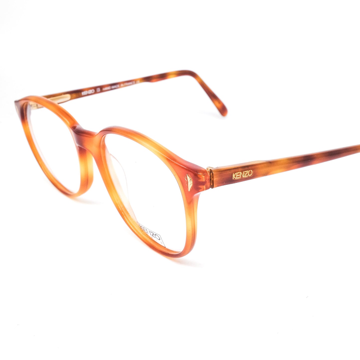 Kenzo k111 vintage classic wayfarer style honey tortoise acetate eyeglasses frames, 80s France