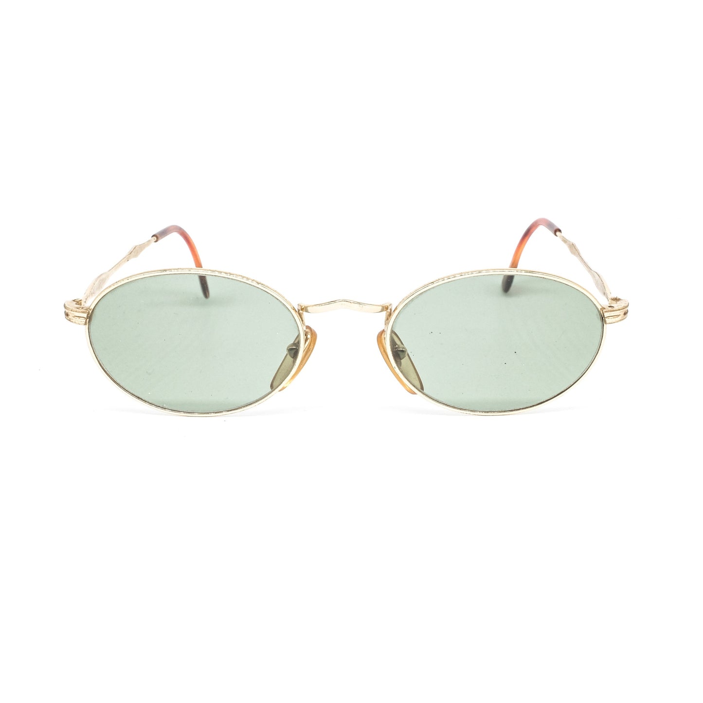 Le club italian made oval sunglasses with golden wire rim and slim artistic temples. NOS 80s