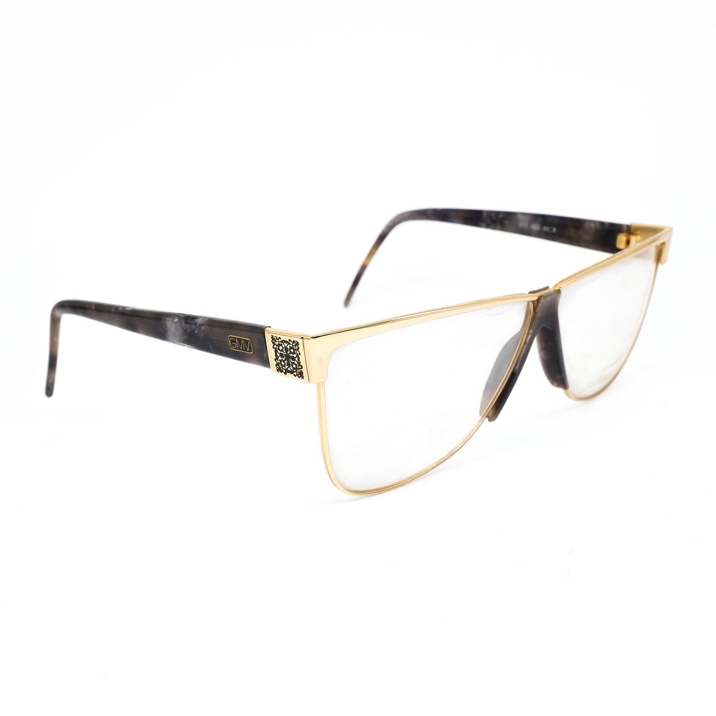 Gian Marco Venturi 012 052 golden metallic square eyeglasses frames made in Italy, NOS 1990s