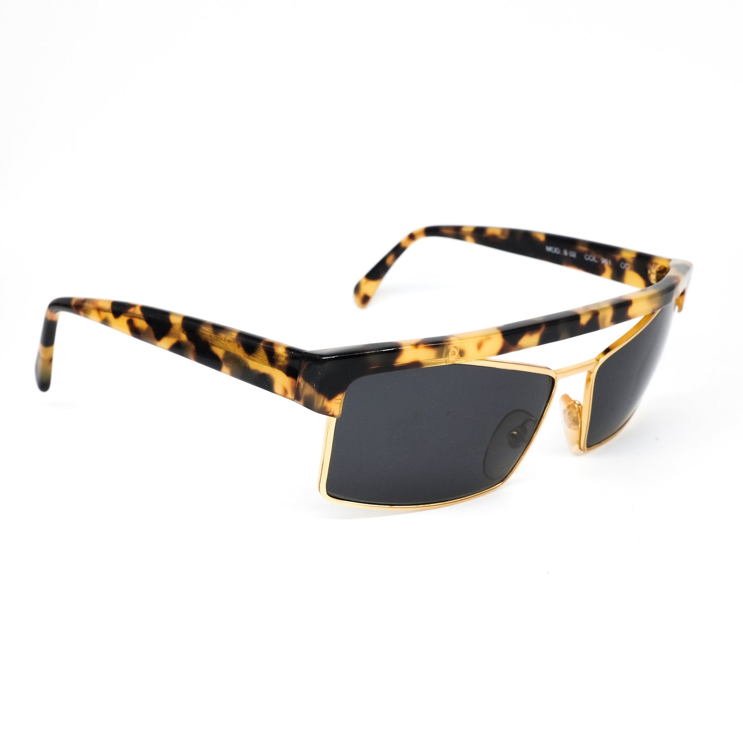 Gianni Versace s02 medusa cello tortoise flat browline sunglasses with biker style square lenses in black Made in Italy, NOS 1990s