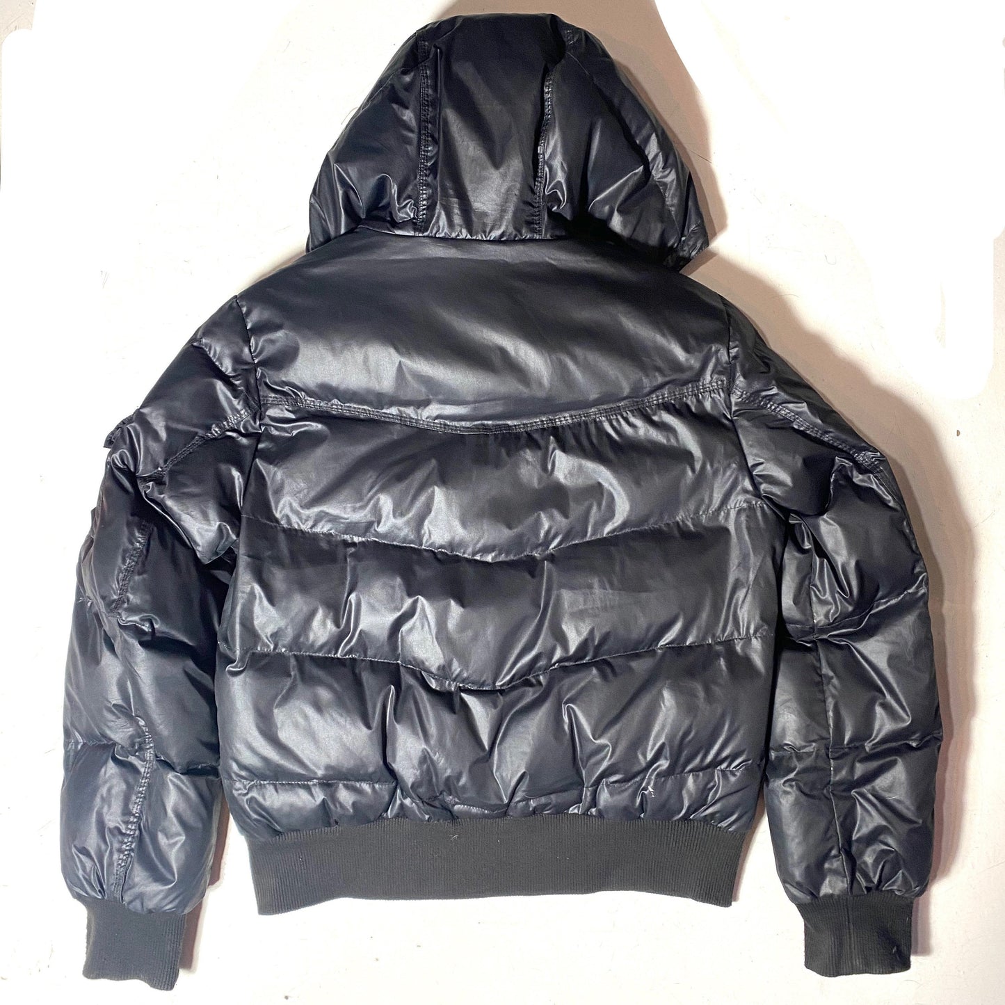 Lee black hooded puffer down goose feather jacket, NOS 90s