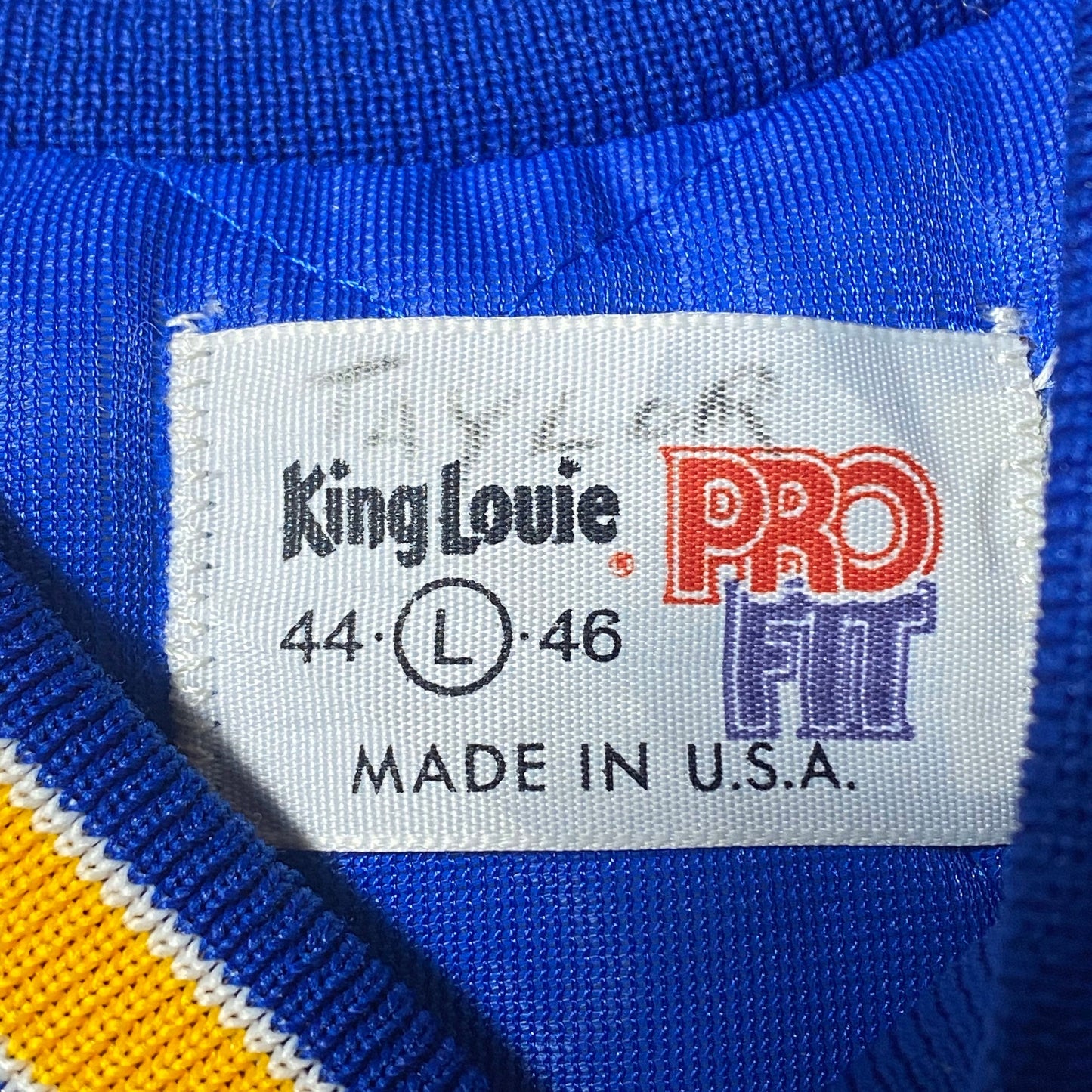 King Louie collectible blue satin varsity jacket big Van Horn Hybrids Illinois print on the back, mint sz L