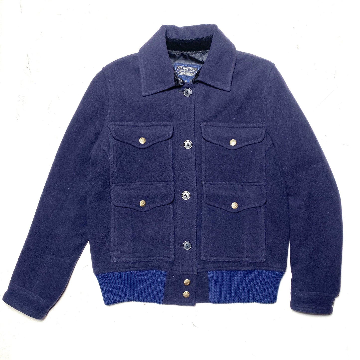 Polo Ralph Lauren navy wool jacket classic Harrington style sz S ladies, 90s mint condition
