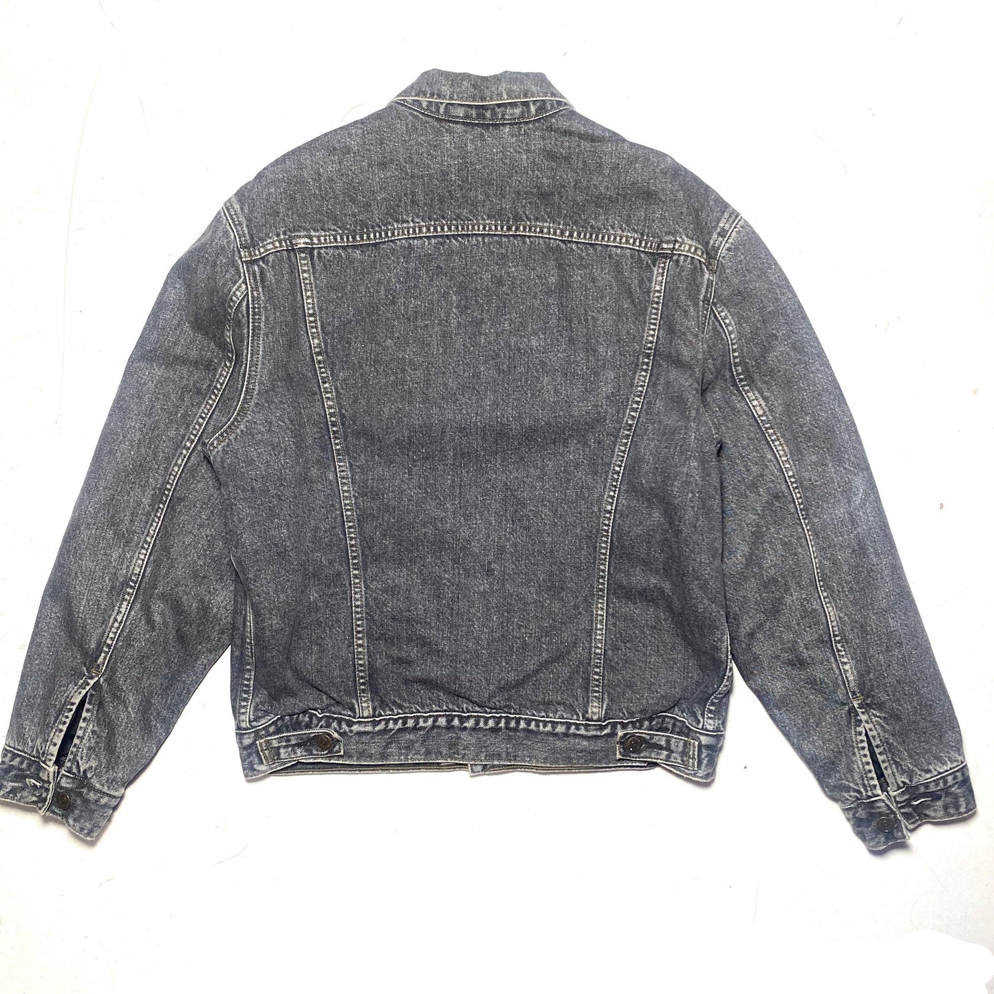 Levi’s 80s Customised grey acid wash trucker jacket with flannel lining sz L, great condition