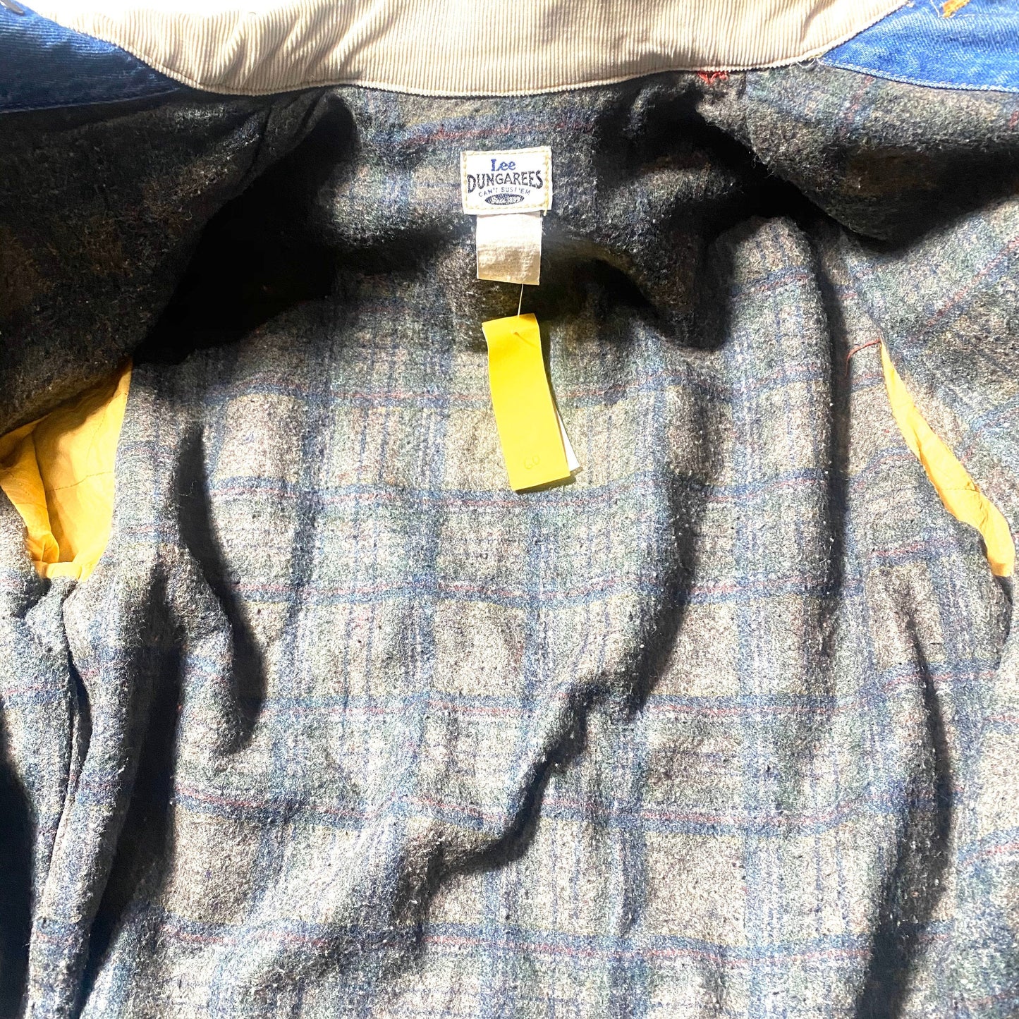 Lee Dungarees denim trucker with flannel plaid lining, 80s made in USA great condition