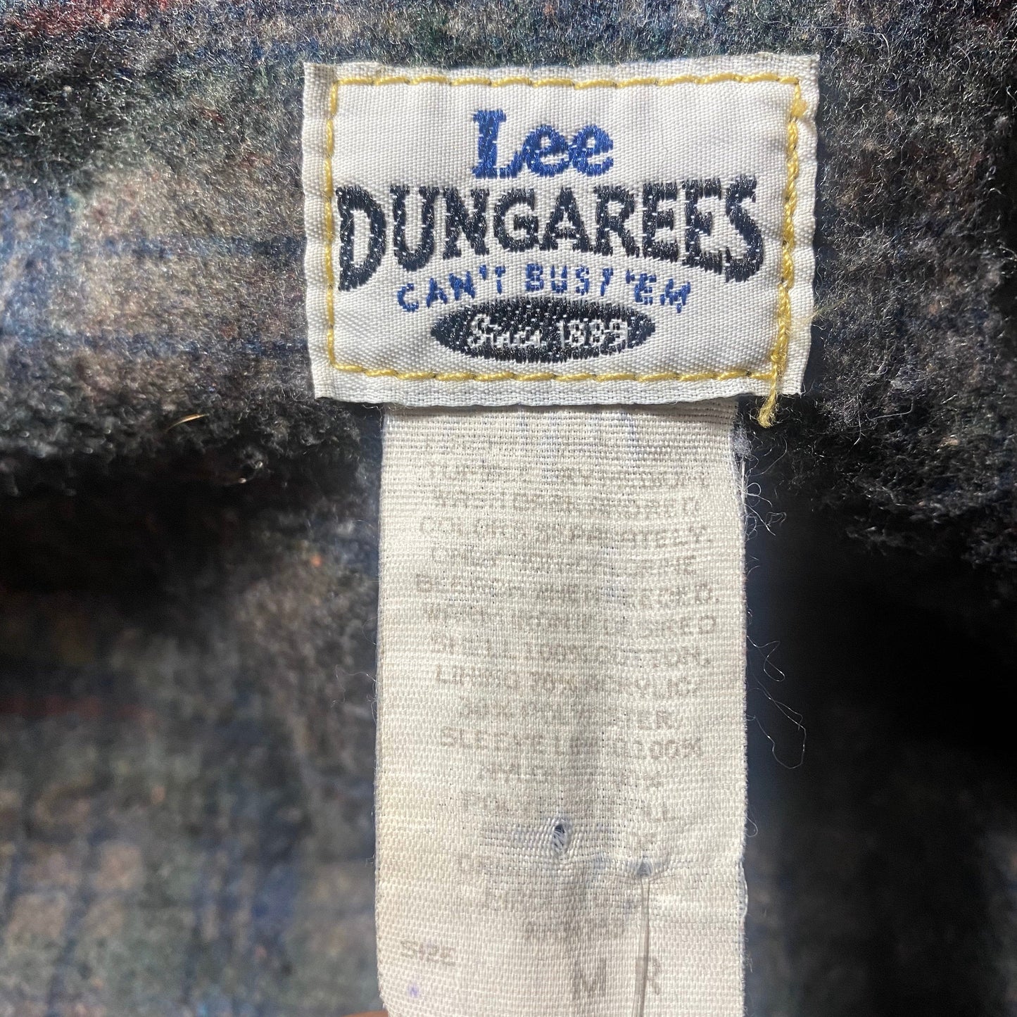 Lee Dungarees denim trucker with flannel plaid lining, 80s made in USA great condition