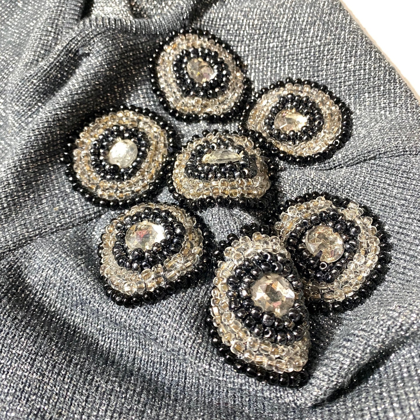 Nicolet Knitwear silver sweater dress with preciously hand embroidered shoulders, mint 80s Italy