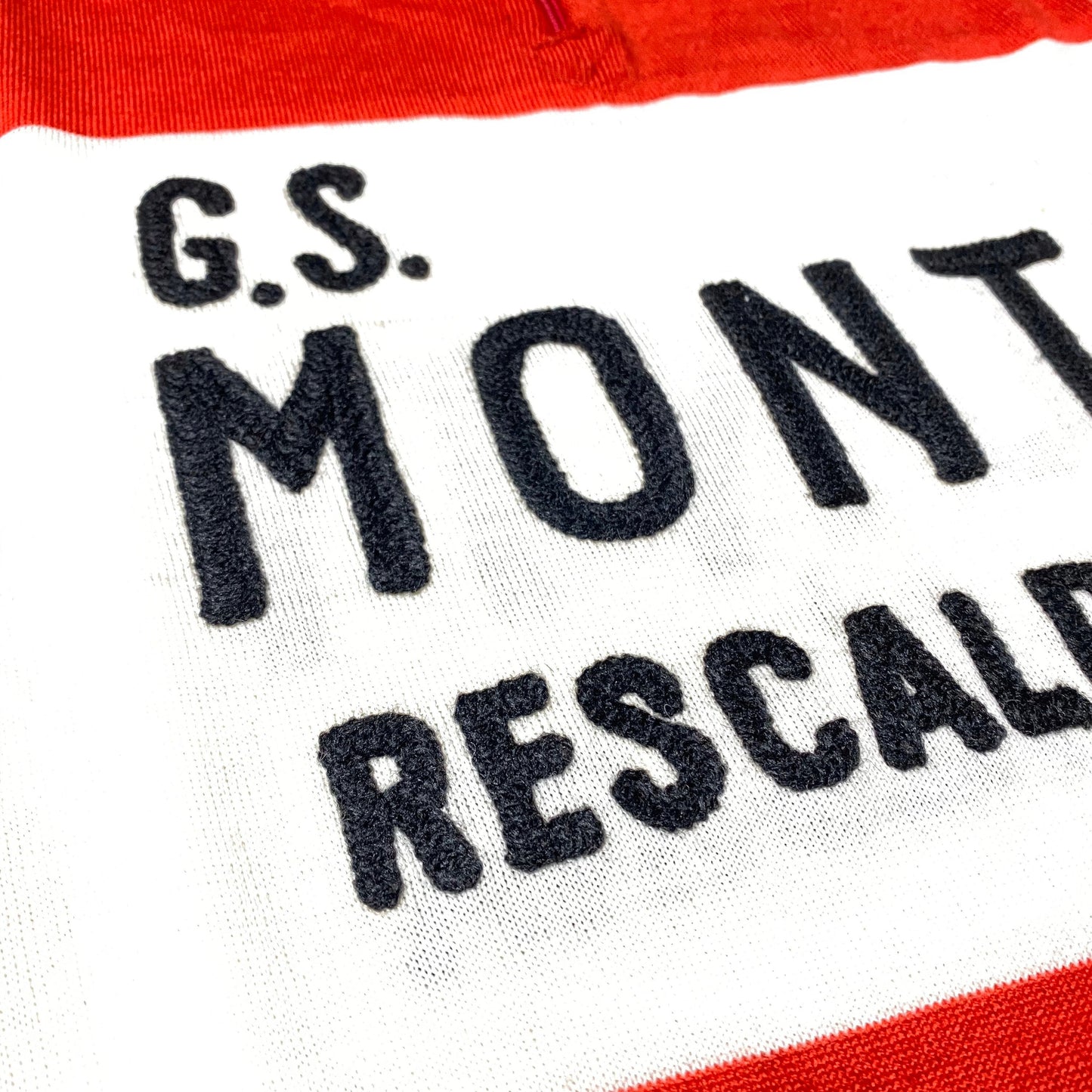 1970s Cycling Jersey GS Monti beautiful pattern blue/red/blue with appliqué lettering, mint