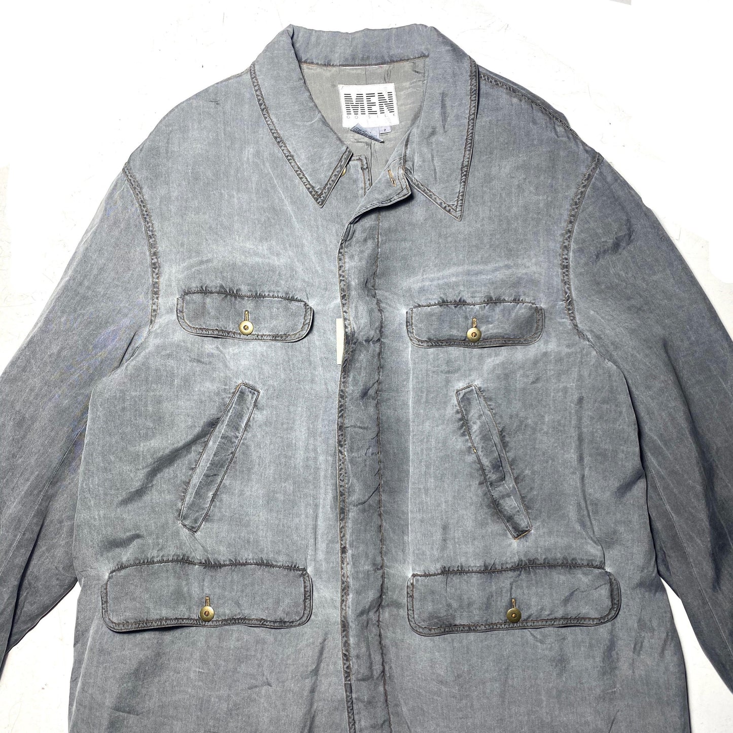 MEN go silk 100% classy washed grey utility style jacket, new old stock with tags