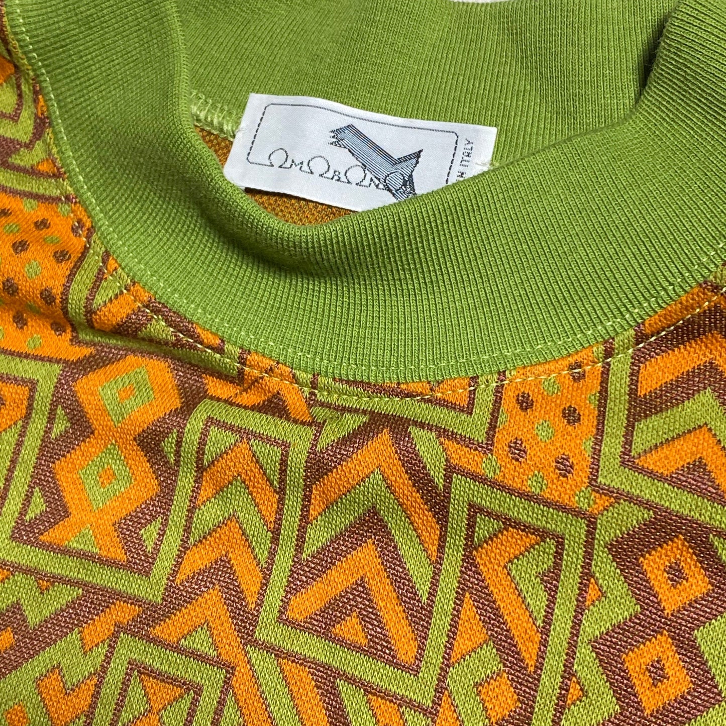 Amaranto funky 70s style geometrical allover t-shirt, finest jacquard knit cotton, Italy 80s NOS
