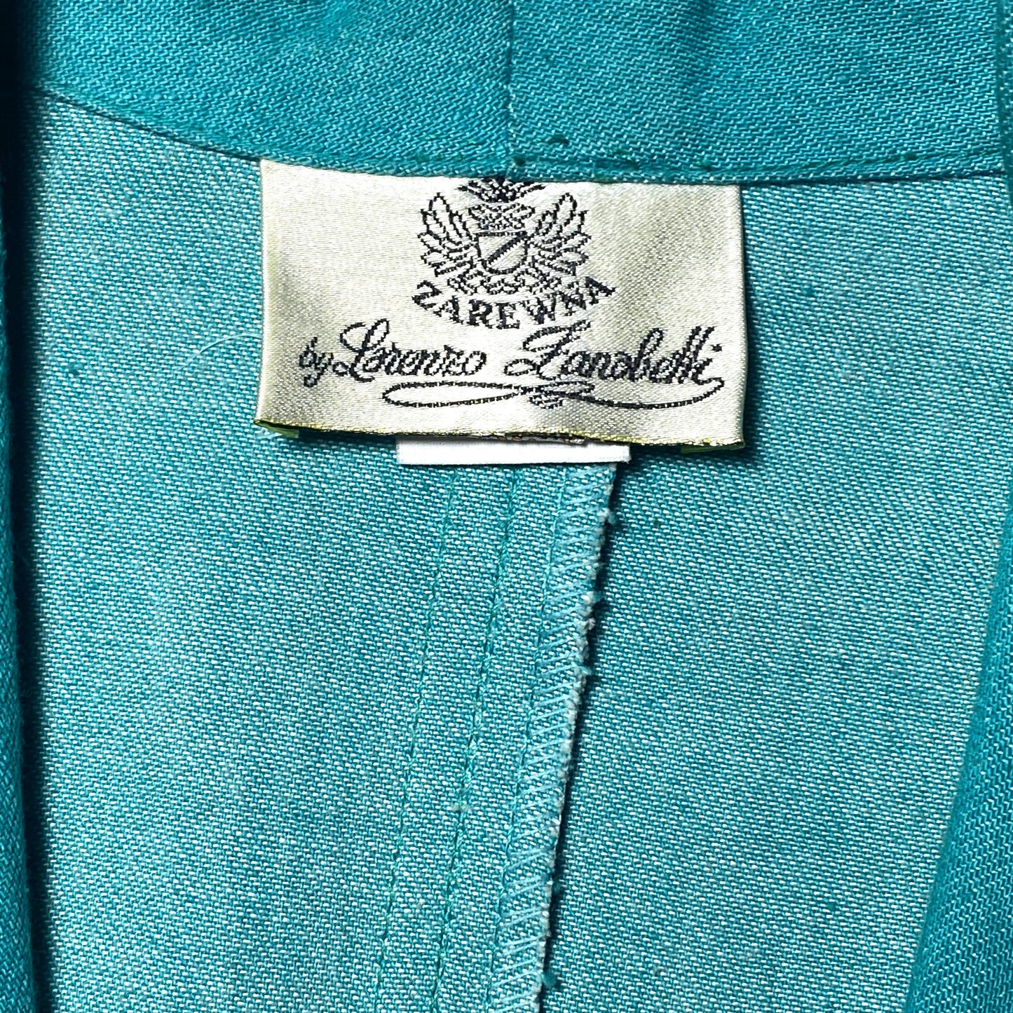 Zanewa for Guidotti Milan sea green fine denim blazer jacket with embroidered detail, 1980s NOS.