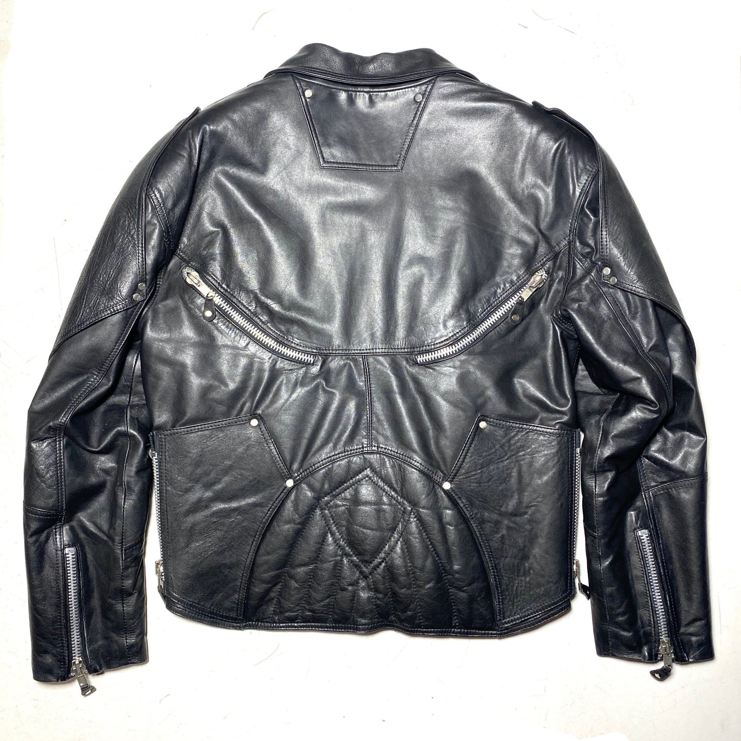 One of a kind Fetish black leather biker jacket full of zippers and incredibly detailed, 1980s Italy, mint