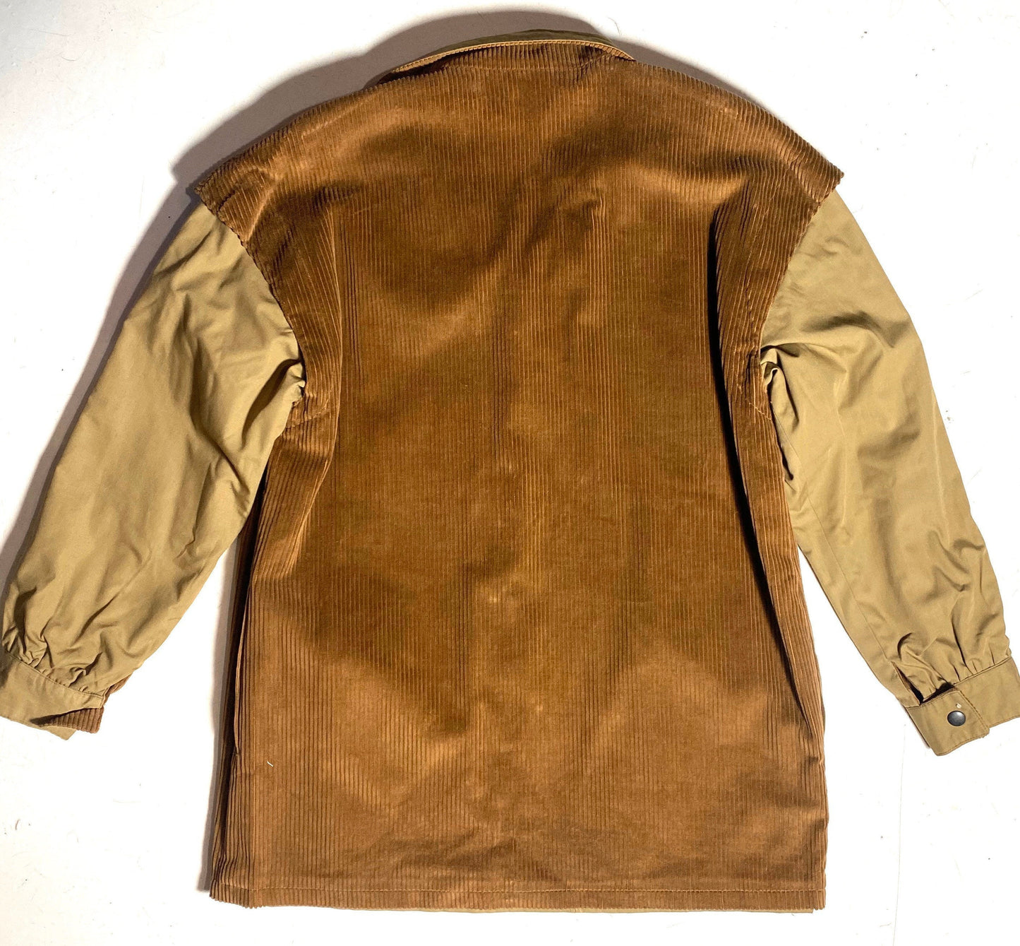 1970s ladies hunter style reversible beige canvas/ brown corduroy jacket, new old stock & perfect