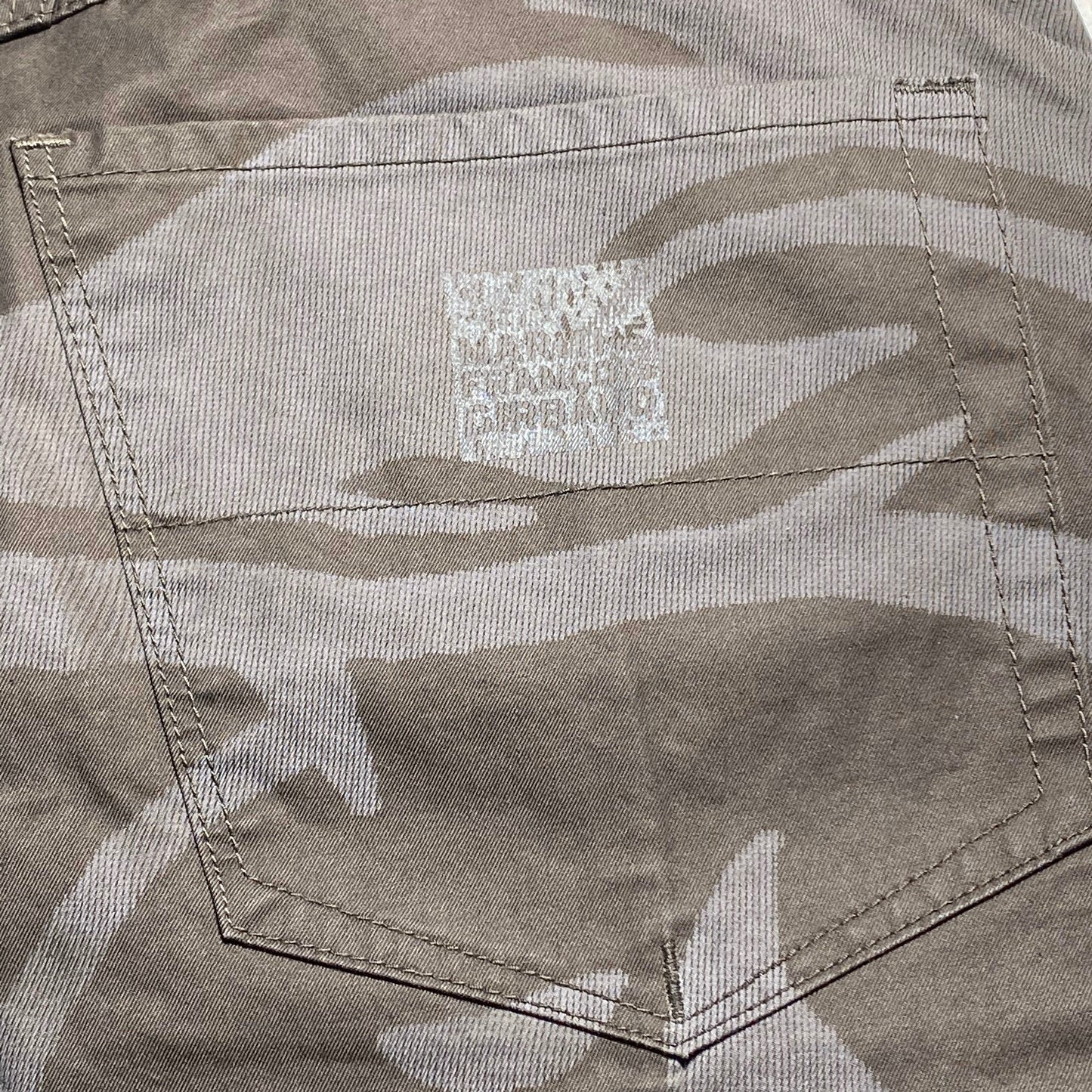 Marithe F. Girbaud brown cargo trousers with abstract print allover, sz 46 NWT 90s