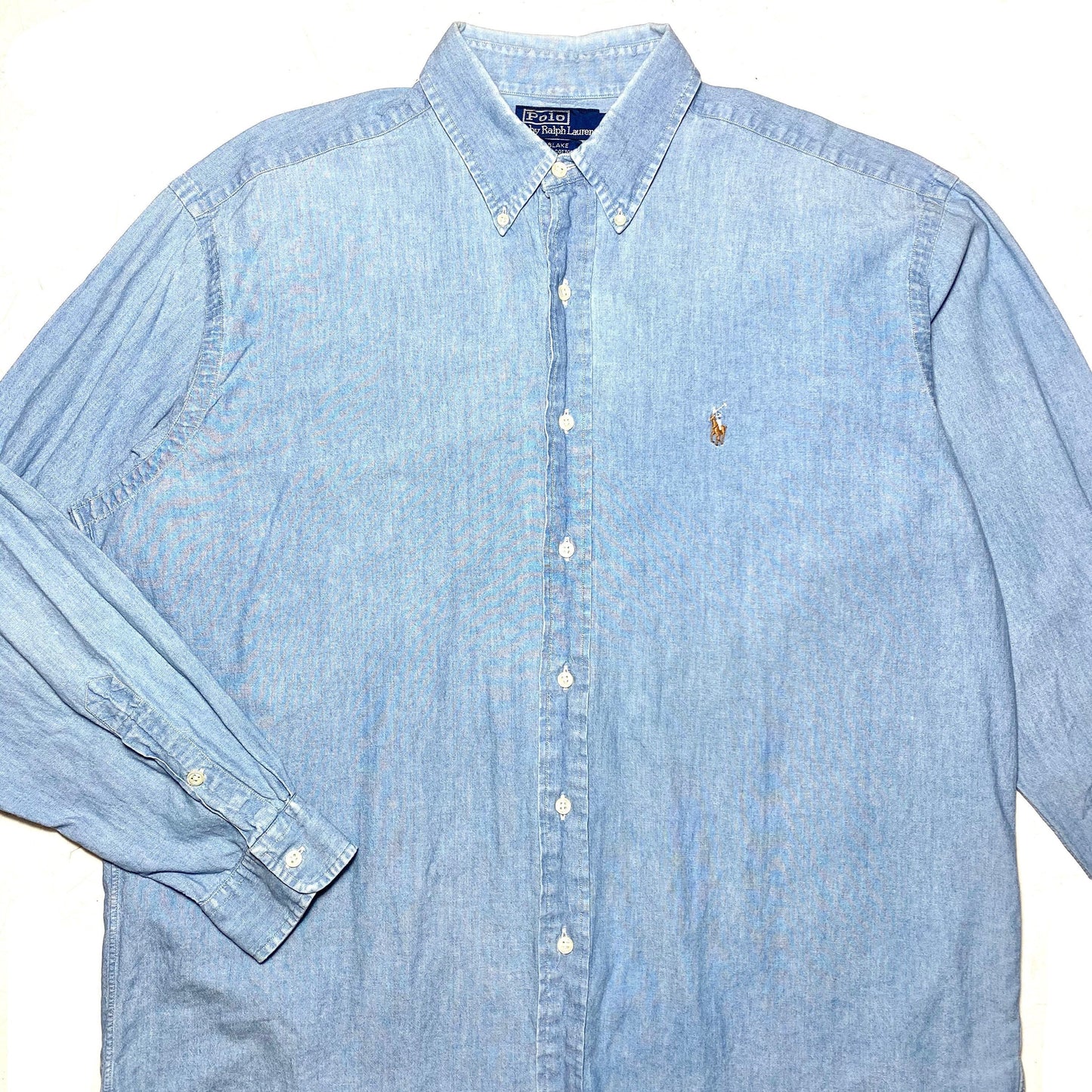 Polo Ralph Lauren Blake light blue denim oxford pinpoint shirt size L, great condition