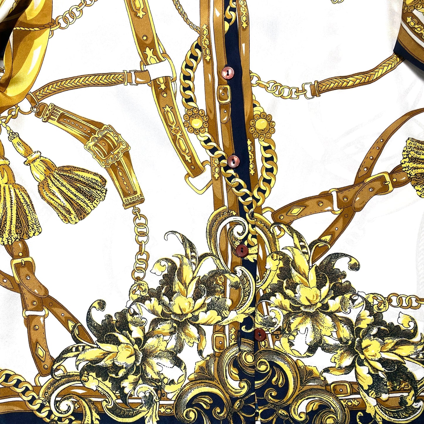 A.Mare satin baroque hermes style shirt / blouse made in Italy, 80s mint condition.