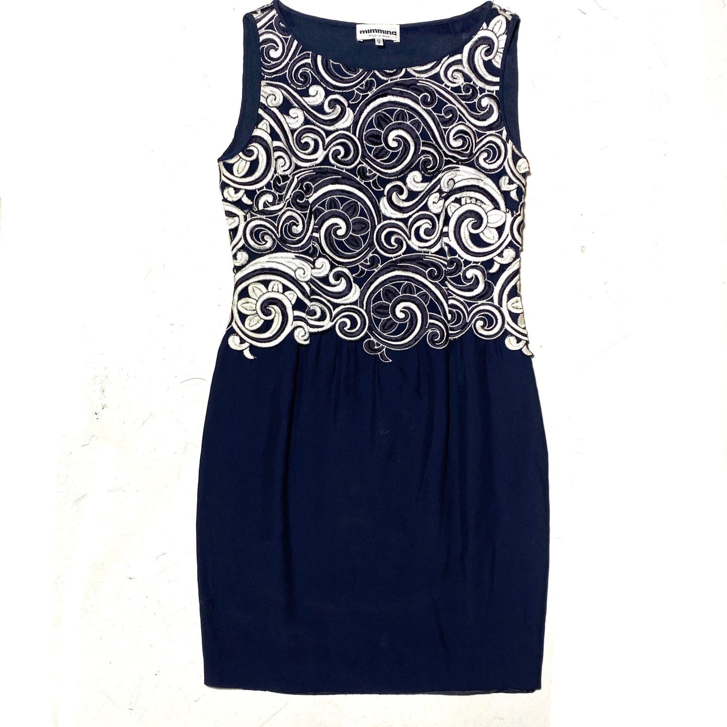 Mimmina 80s black/white baroque embroidered top dress, sz 42 mint condition
