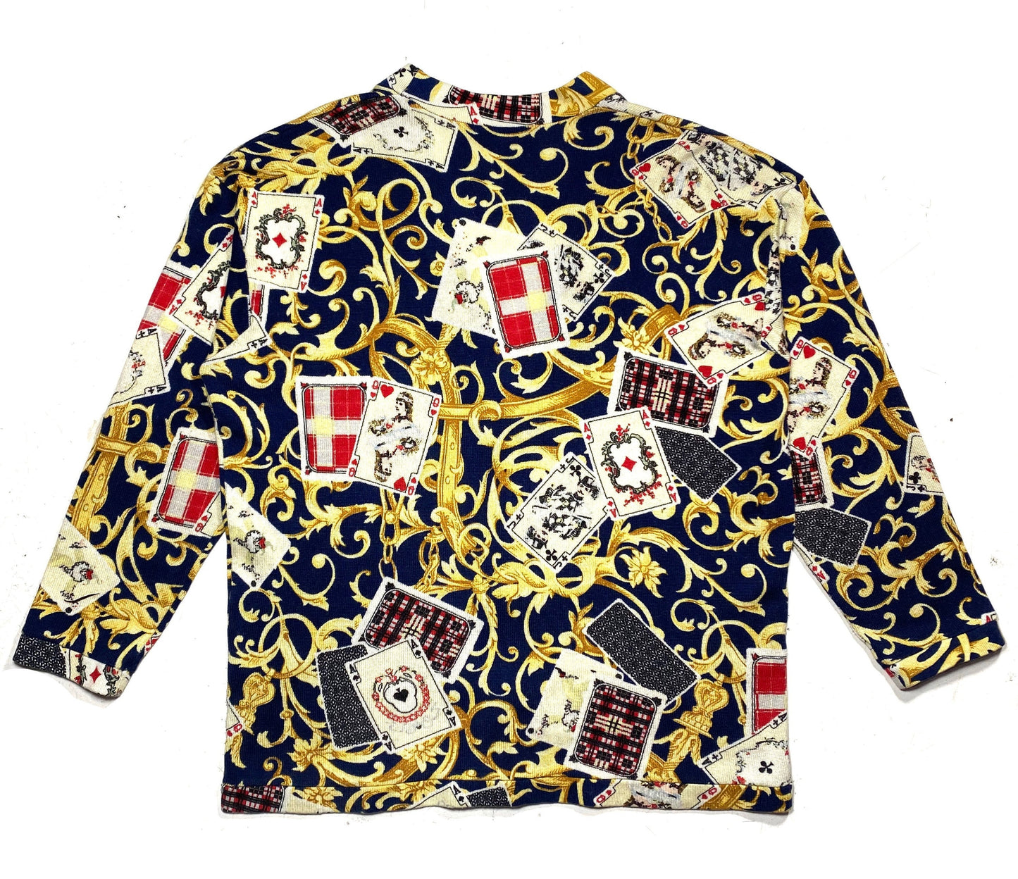 Les Copains stunning baroque cardigan with card playing themed print allover, in mint condition sz M/L ladies