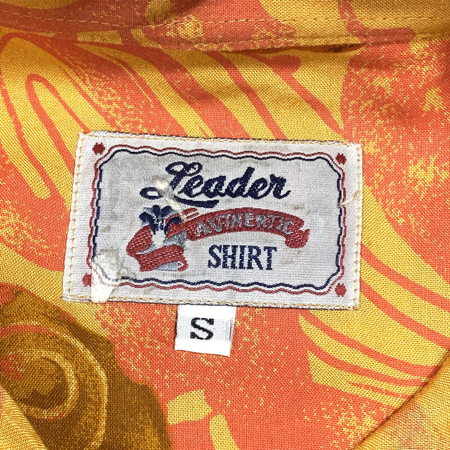Leader abstract Ochre \ Orange / Brown tones fine viscose summer shirt, Sz S but fits more