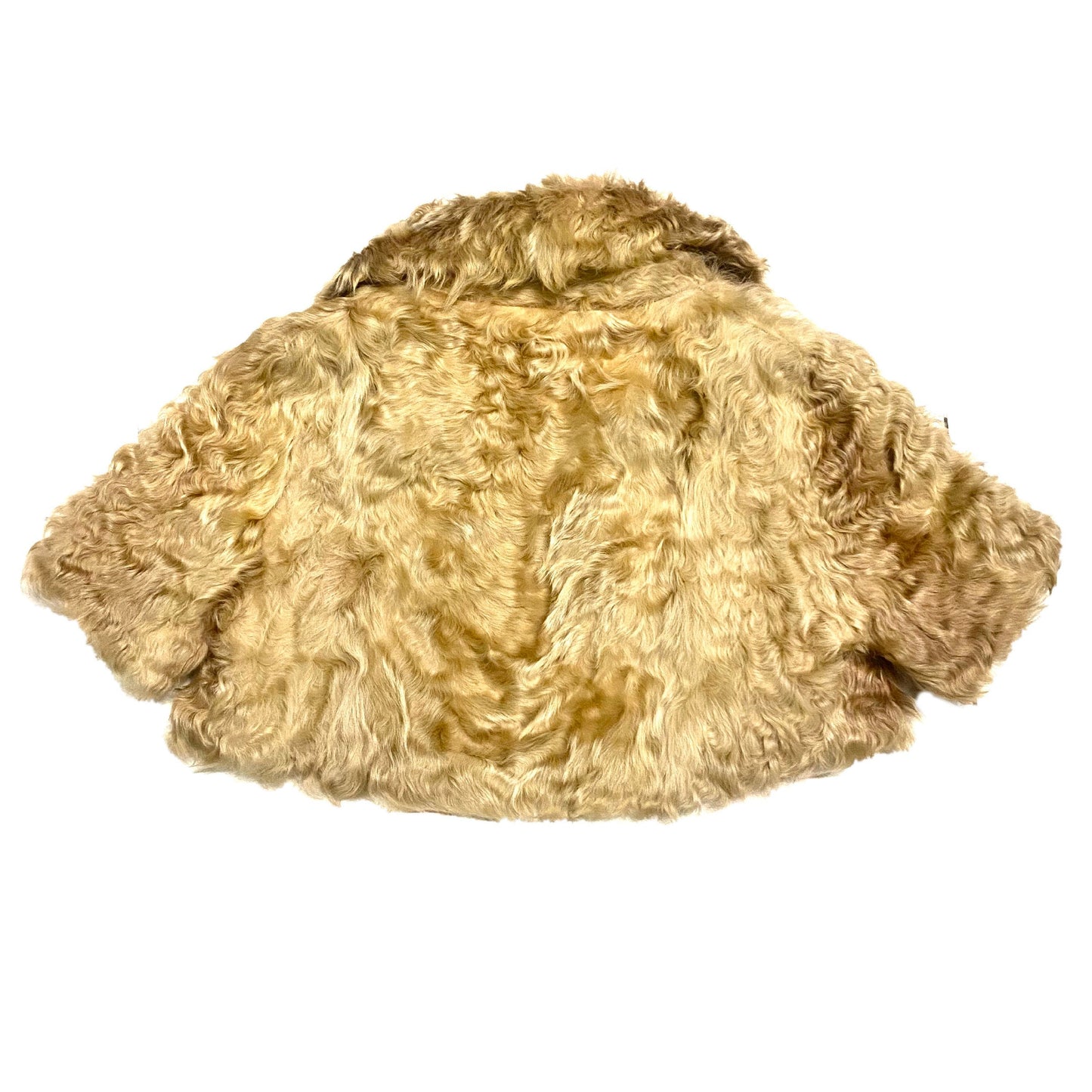 1970s beige real fur shrug jacket with long collar, mint condition