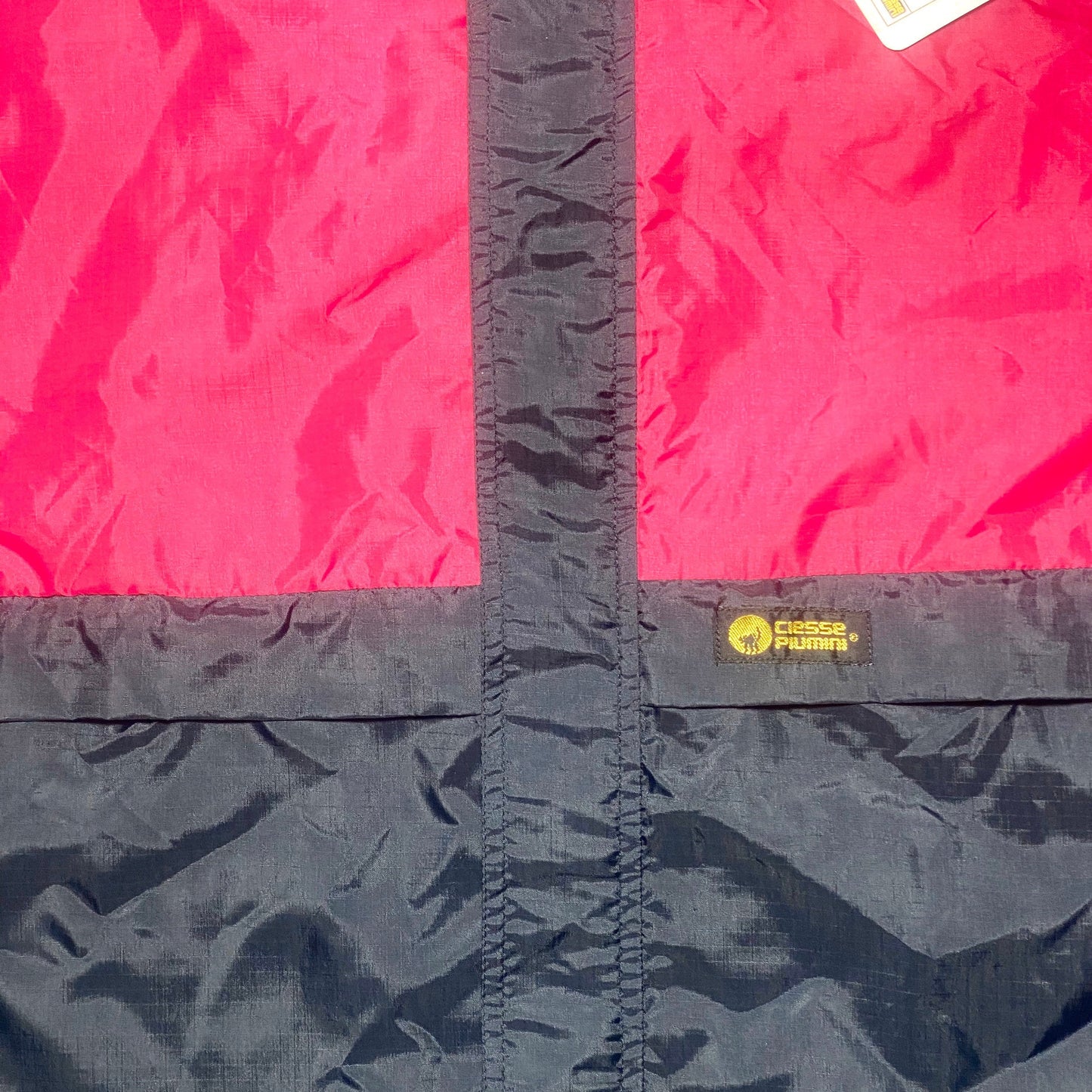 Ciesse 80s nylon neon/navy windbreaker w retractable hood, NWT 80s Italy