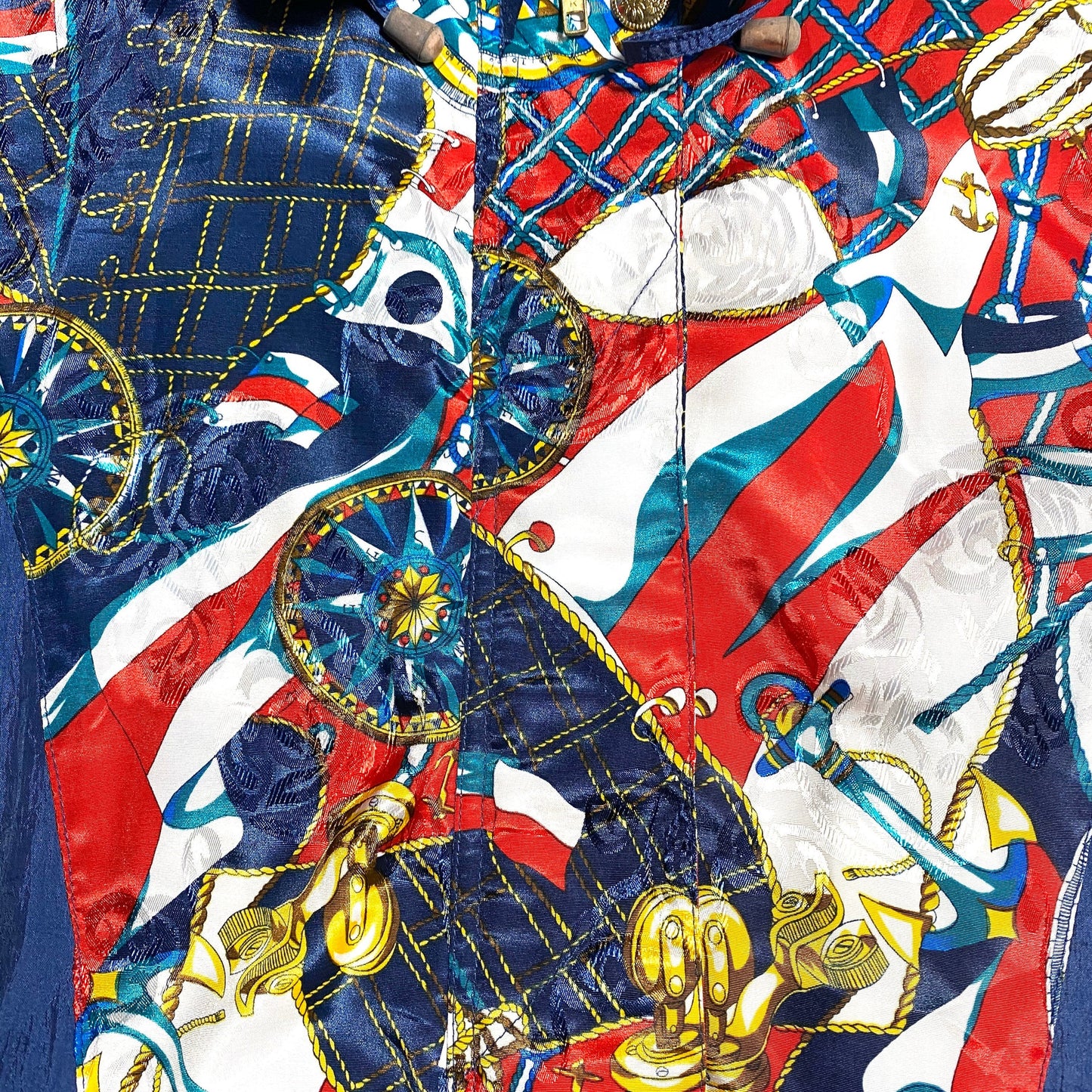 River Edge baroque nautical print windbreaker / tracktop jacket sz L, mint