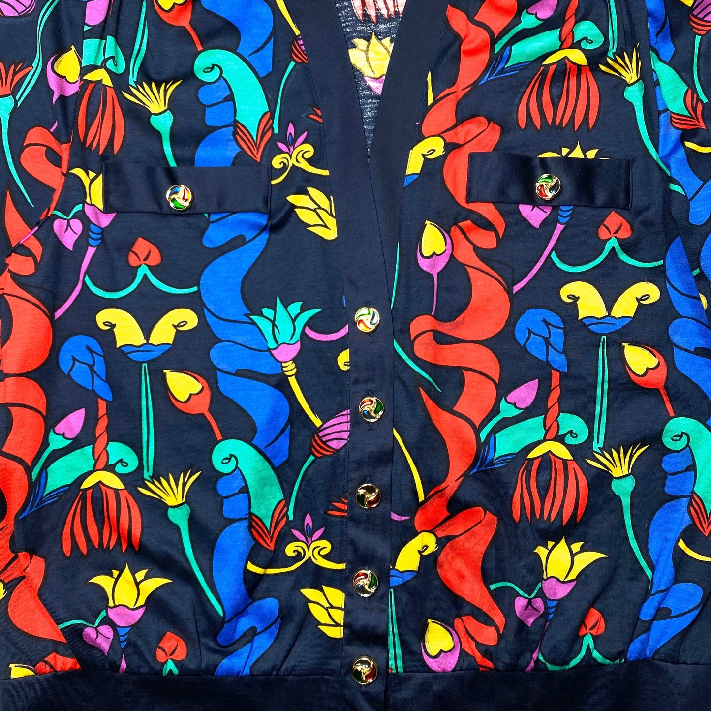 INA Exclusiv colorful baroque /floral cotton cardigan sz US 10 / UK 12 mint