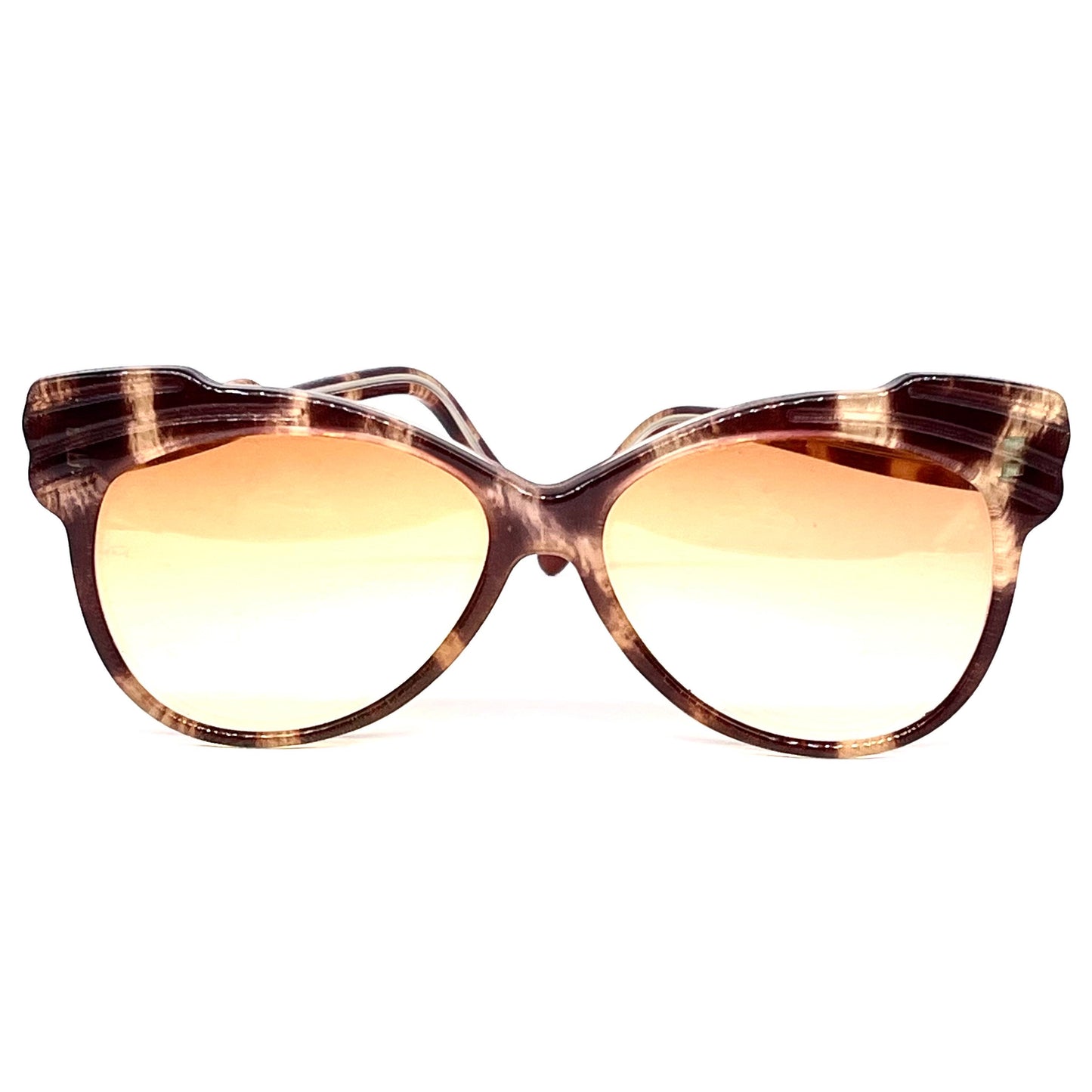 Yvan et Marzia butterfly tortoise cateye sunglasses carved frame France, NOS 70s