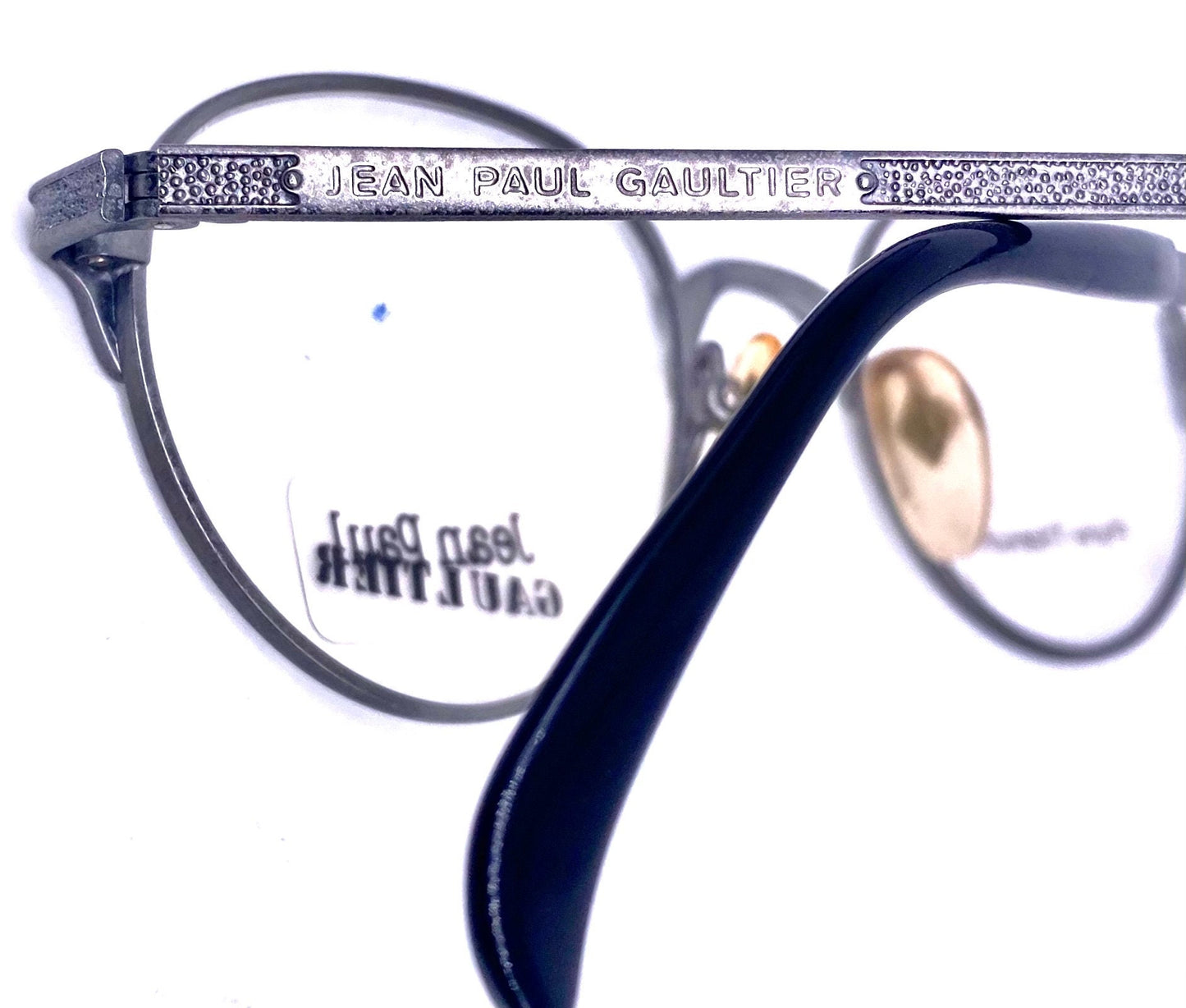 Jean Paul Gaultier 55-3183 p3 silver titanium round steampunk eyeglasses frames made in Japan, 90s NOS