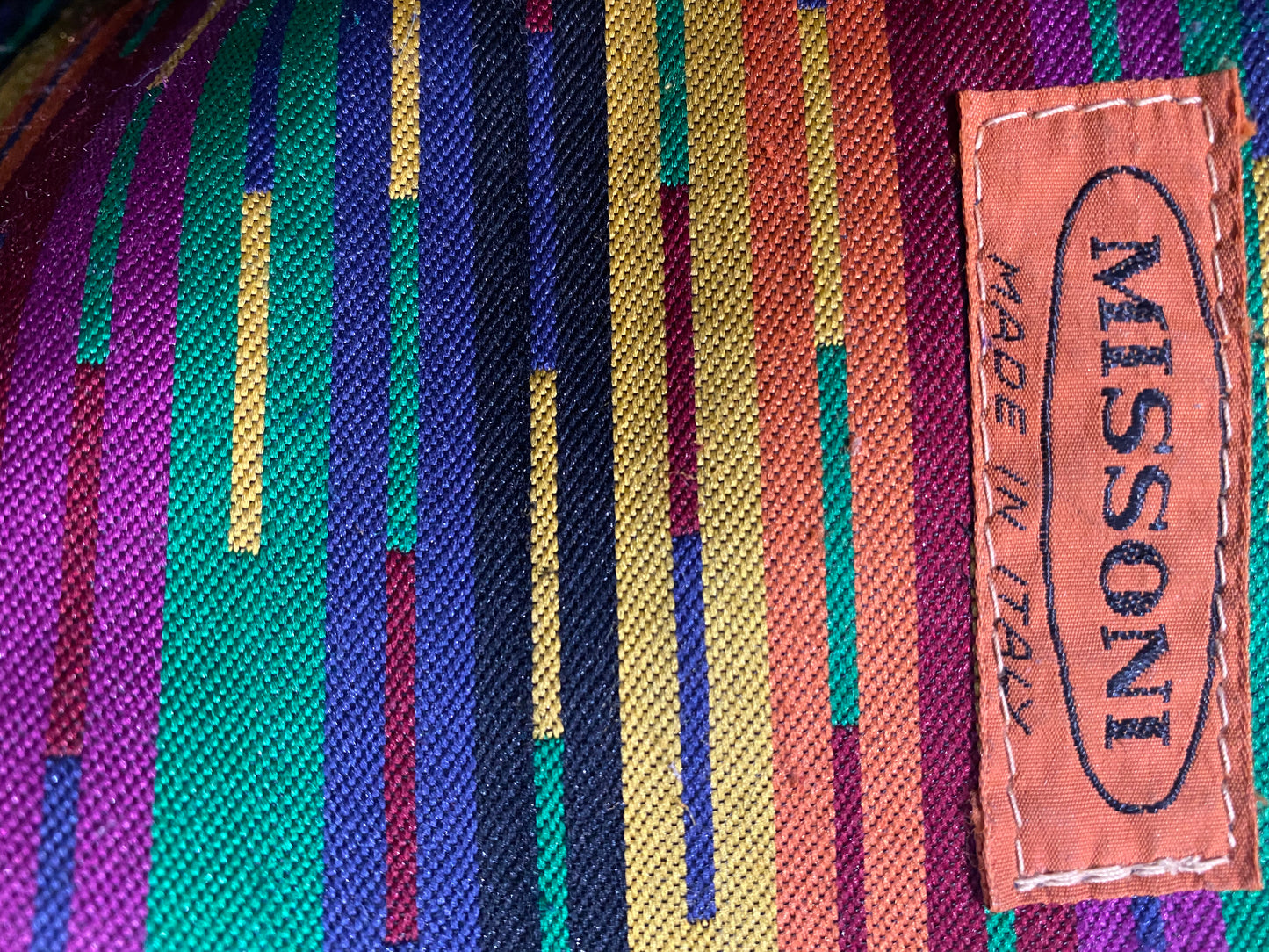 Missoni iconic multicolor striped canvas bag w detachable pouch, mint