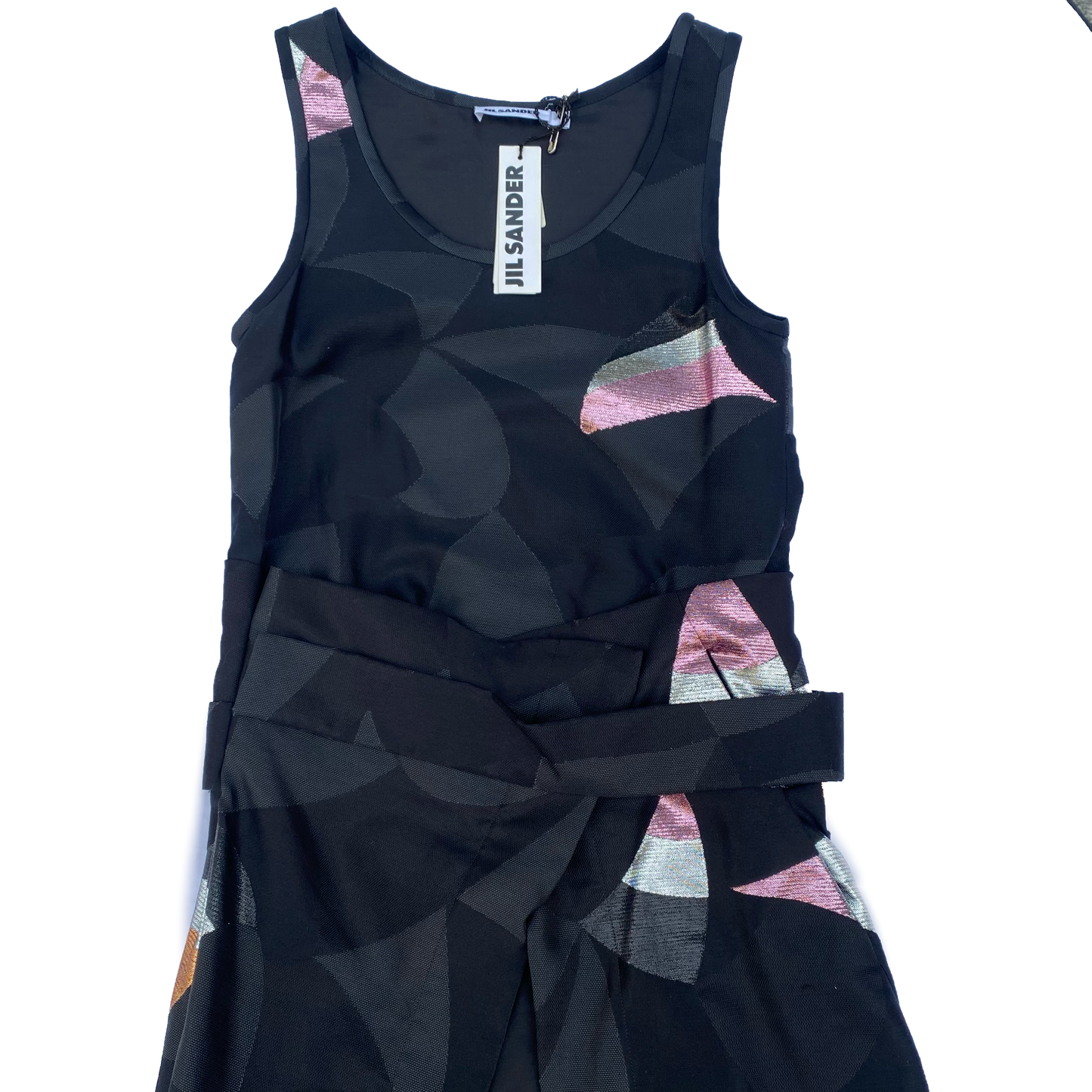 Jil Sander x Karla Otto NY tempesta bis black cotton jacquard dress