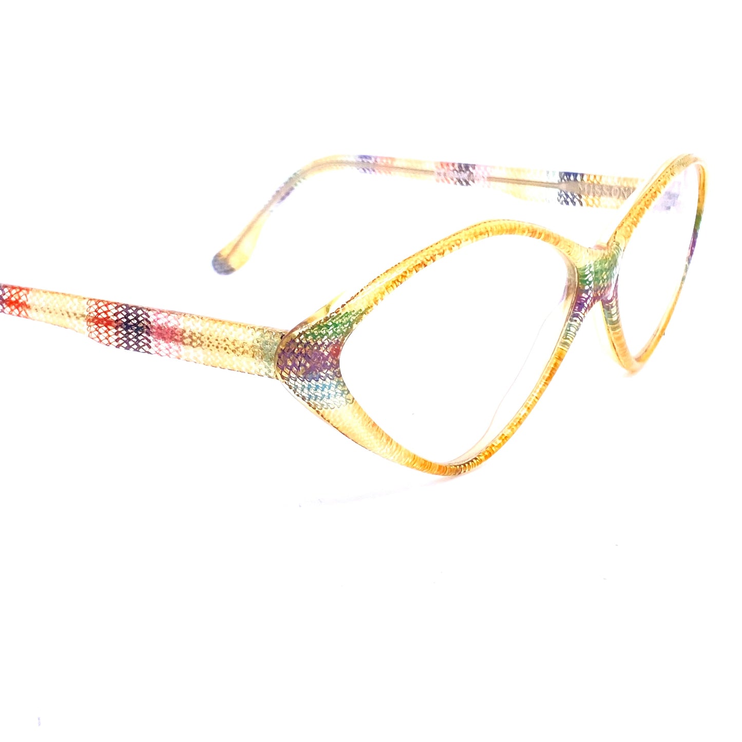 Missoni M309 iconic real colorful knitted fabric inlaid eyeglasses frames hand made in Italy; 80s NOS