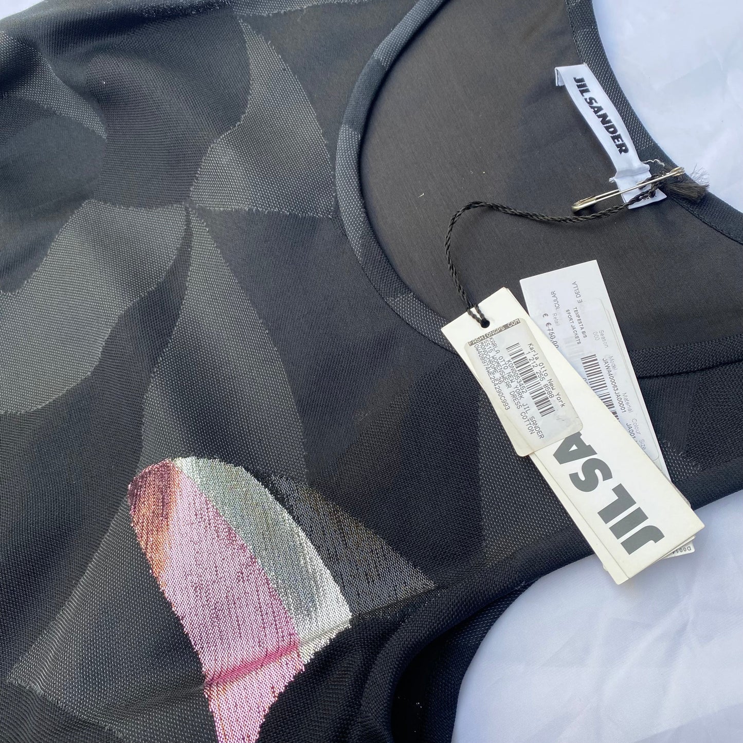 Jil Sander x Karla Otto NY tempesta bis black cotton jacquard dress