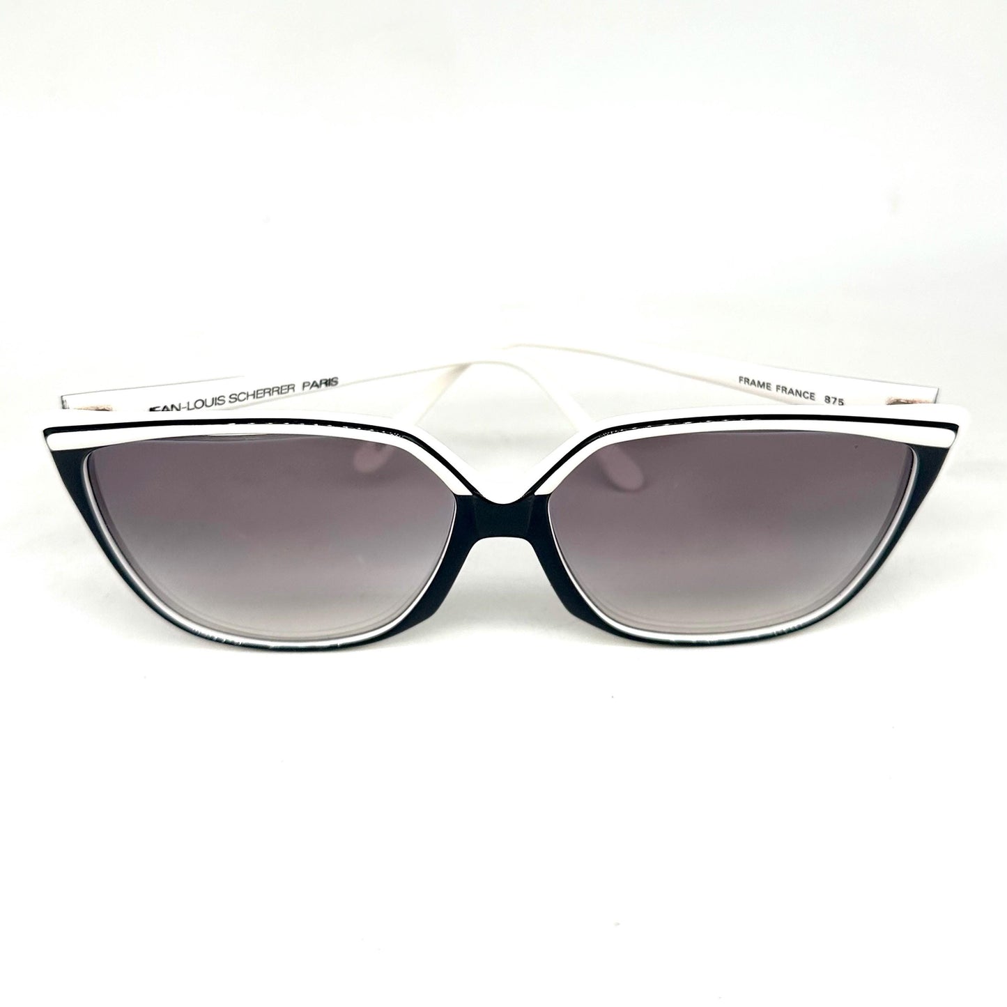 Jean-Louis Scherrer Paris frame 875 black and white futuristic design oversize sunglasses. 90s NOS France