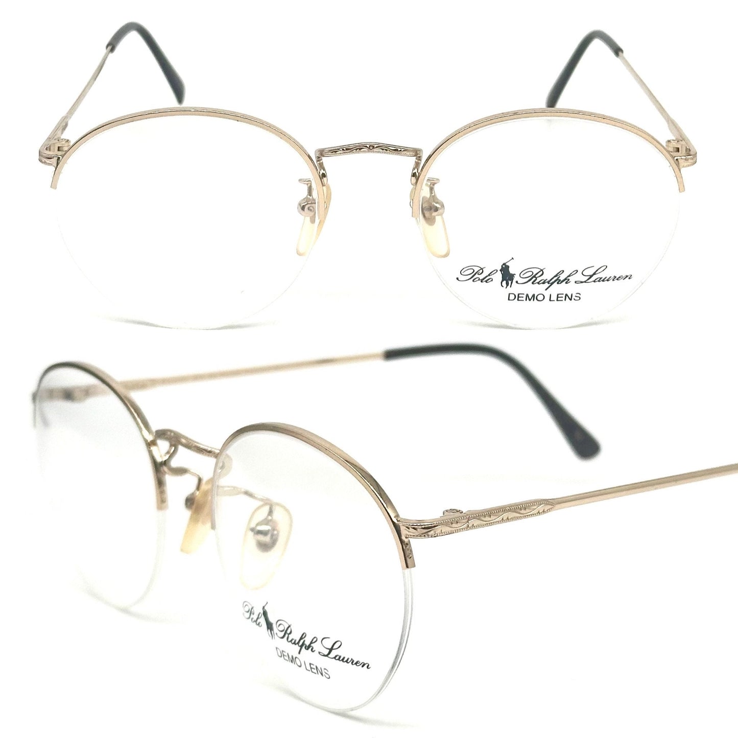 Ralph Lauren Polo Classic XX old school pantos eyeglasses frames w half rimmed mount, NOS 80s Italy