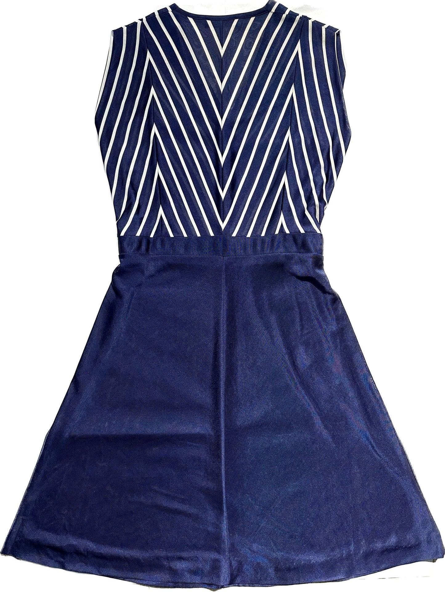 Pierre Cardin preppy maritime striped navy dress made in Italy, sz 42/44 ,  70s mint condition