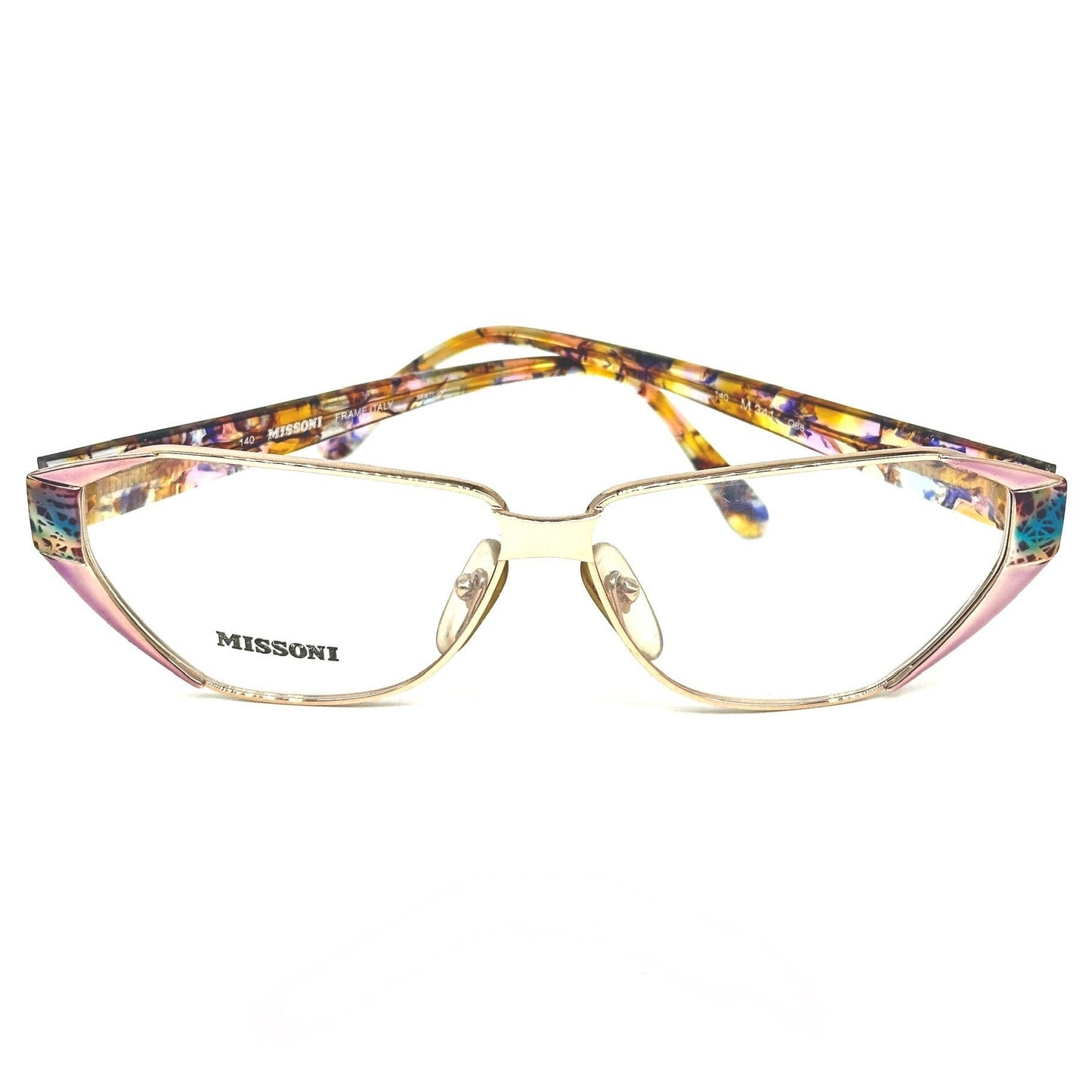 Missoni M341 colorful ladies square / cateye frames hand made in Italy by Safilo, 1980s NOS