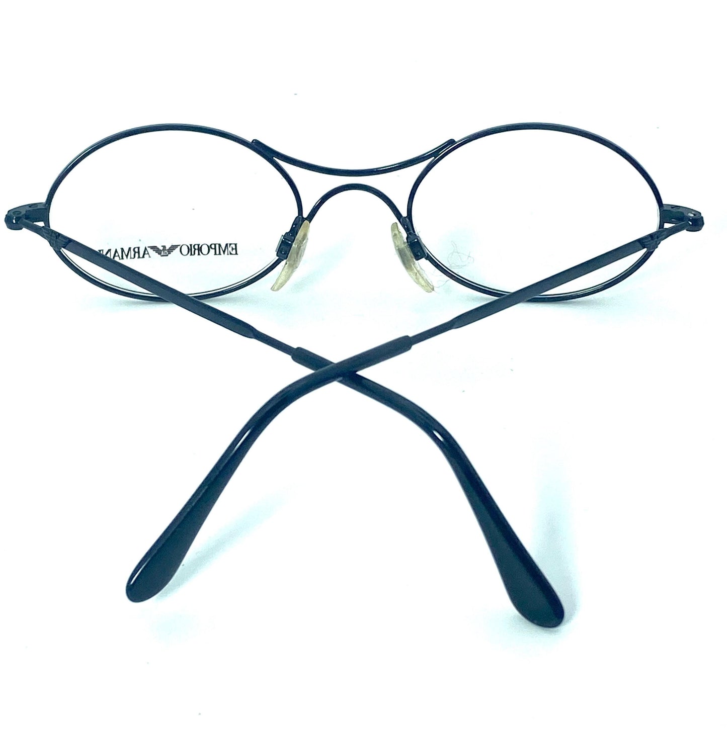 Emporio Armani 044 back metal oval cross bridge retro style eyeglasses made in Italy, 80s NOS mint