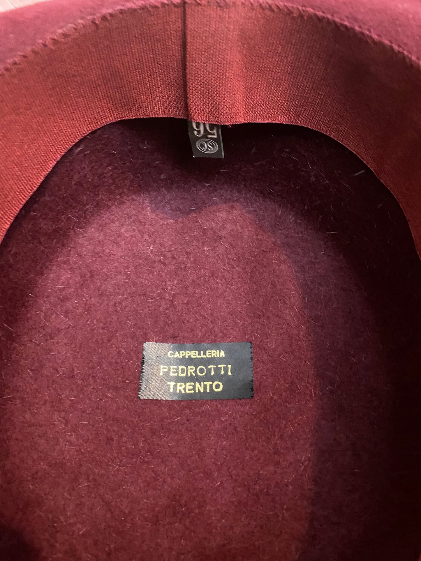 Pedrotti vtg 60s ladies burgundy rabbit hair felt hat, NOS