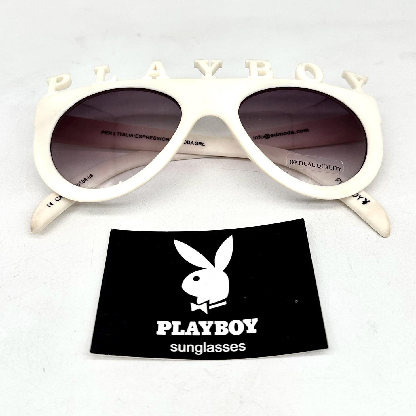 Playboy Rare Vintage Sunglasses Hard Rubber Frame with 3D Extruded Logo 90s NOS