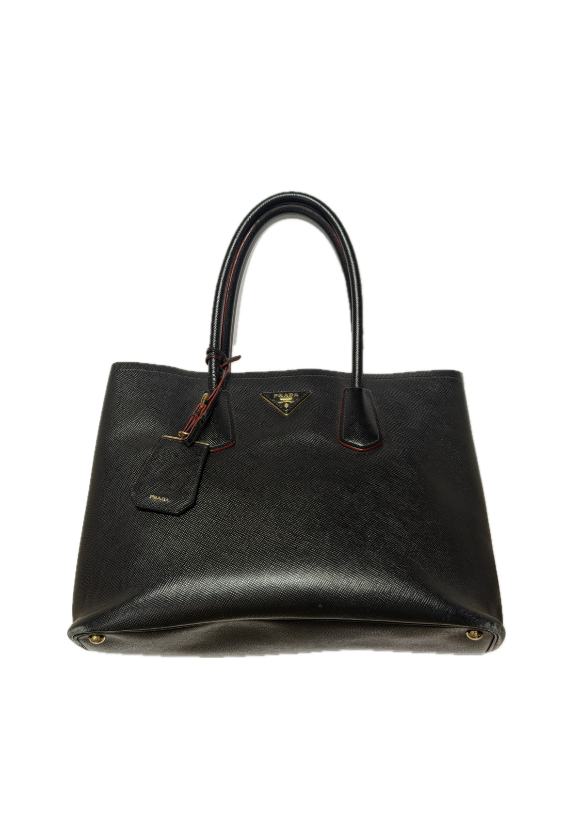 Prada Saffiano Double black leather Tote bag made in Italy, sz Large, perfect.