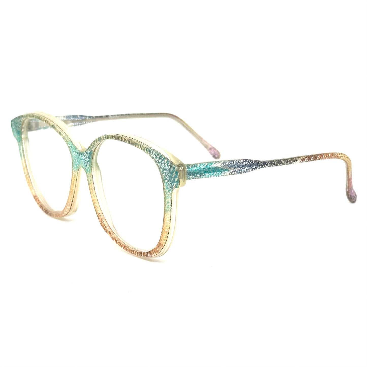 Missoni M10 colorful pantos eyeglasses frames w real knitted  fabric inlaid, rare iconic piece 80s NOS