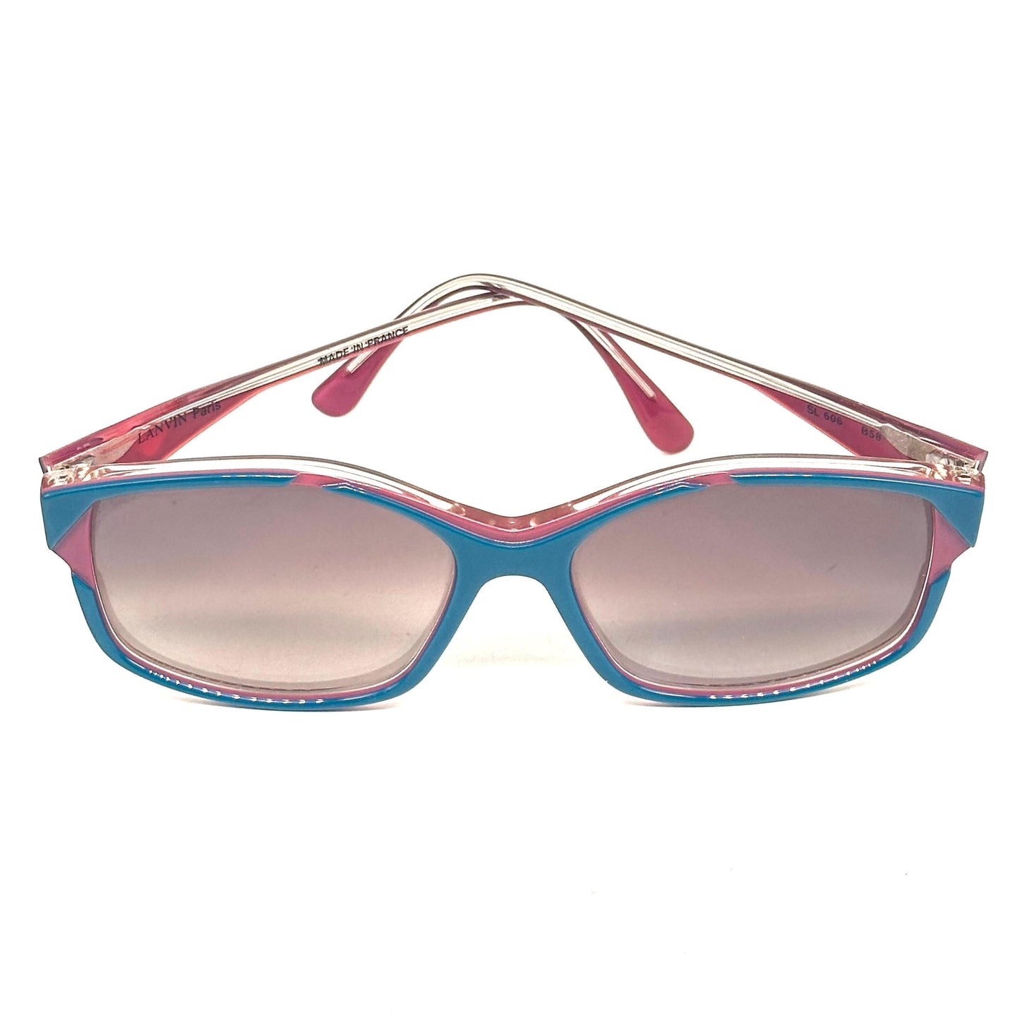Lanvin Paris SL 606 B58 cobalt blue and purple futuristic design sunglasses vintage from 80s Made in France