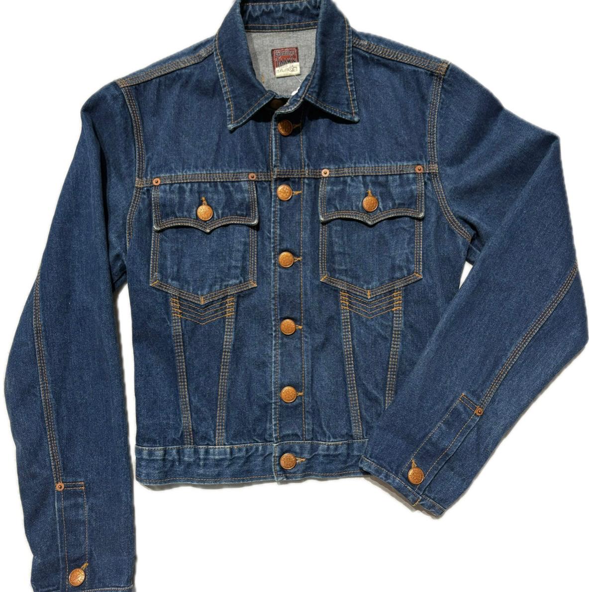 Jean’s Paul Gaultier indigo denim jacket w/ gothic details, Sz S mint
