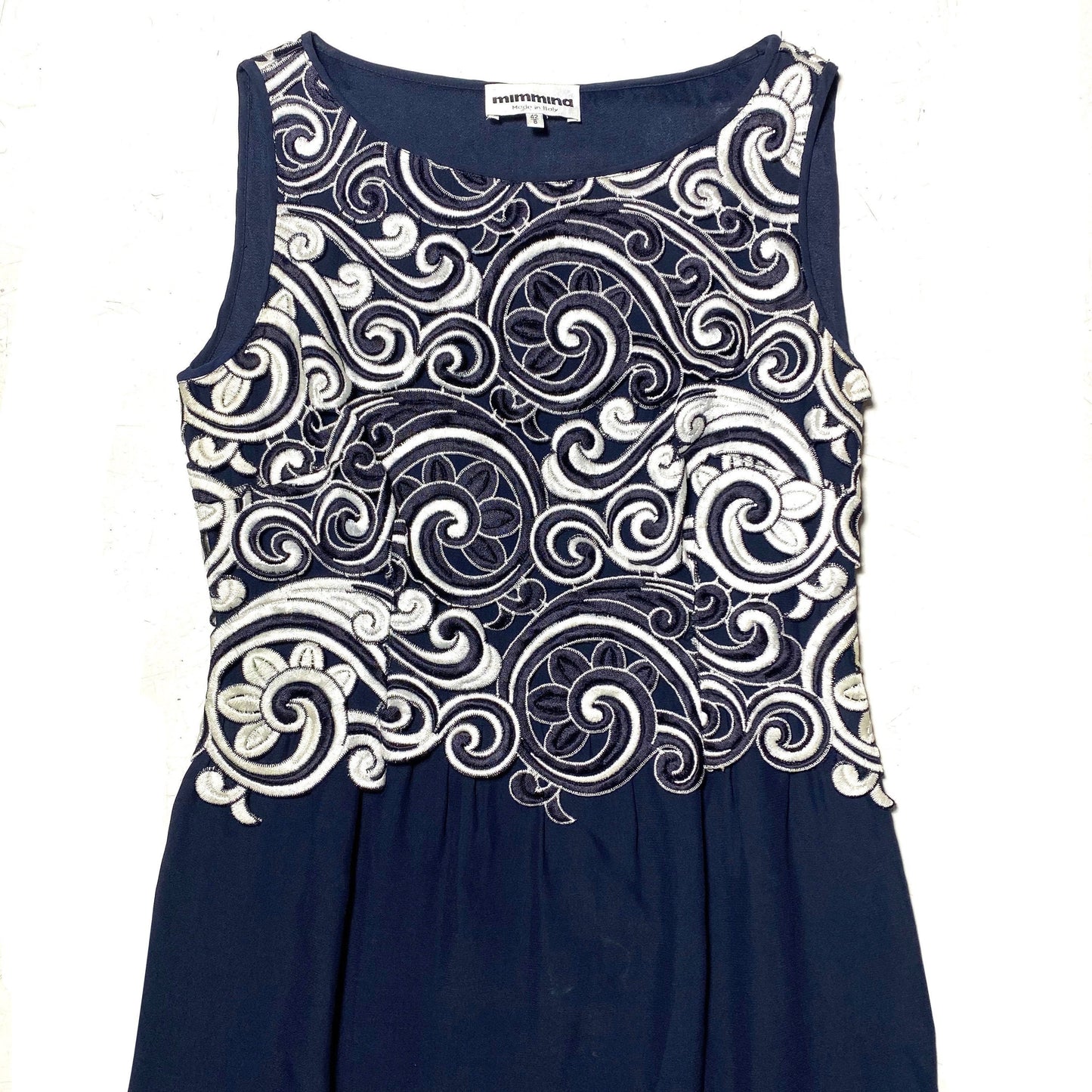 Mimmina 80s black/white baroque embroidered top dress, sz 42 mint condition