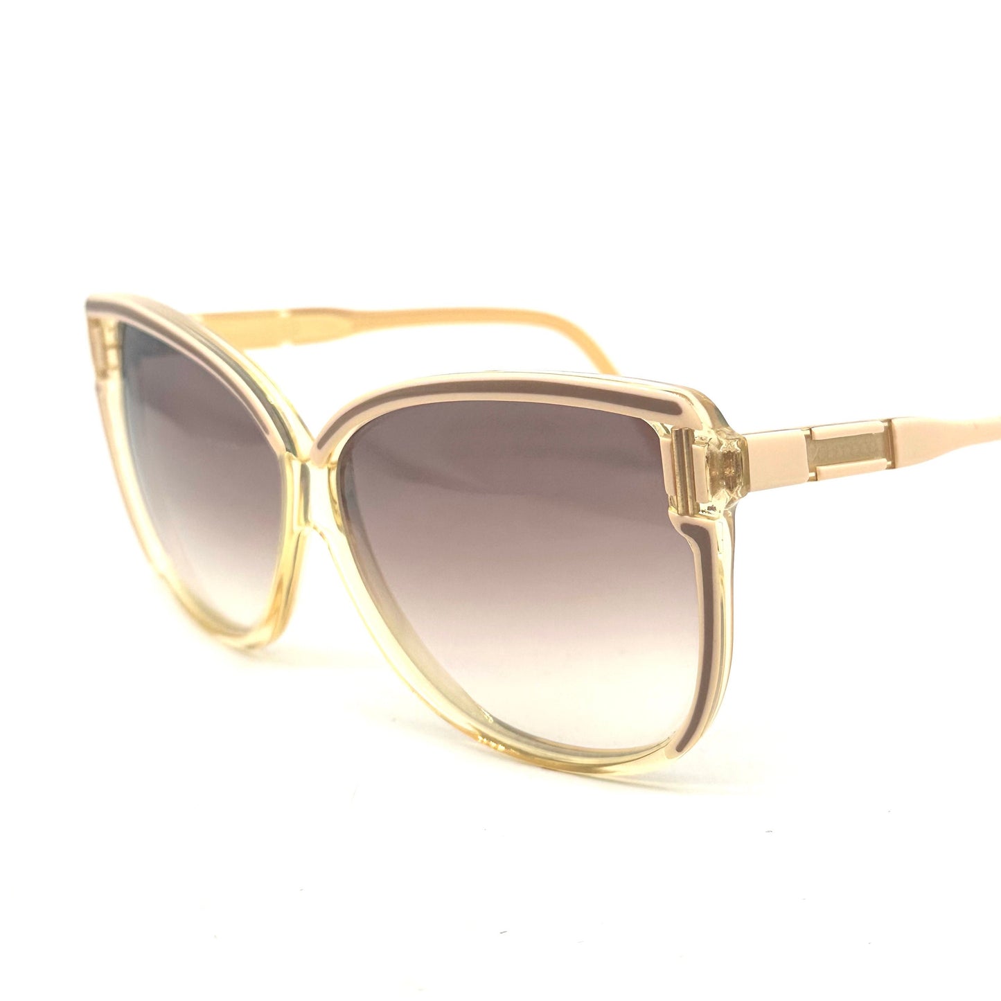 Courreges 8430 square oversized sunglasses in cream and gold color, 1970s NOS hand made in France