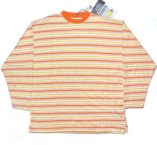 Acton Ashwell cotton knit orange/yellow/white striped long sleeved t-shirt, new with tags sz XL