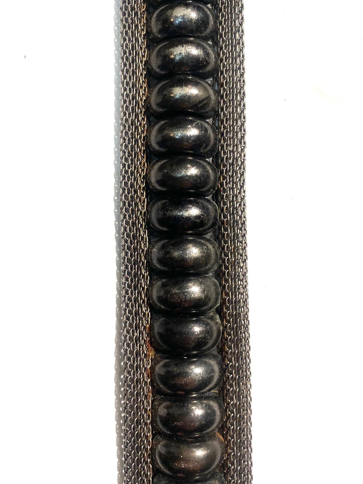 Krizia 80s rocker style belt, metal mesh, studs and black leather new old stock made in Italy