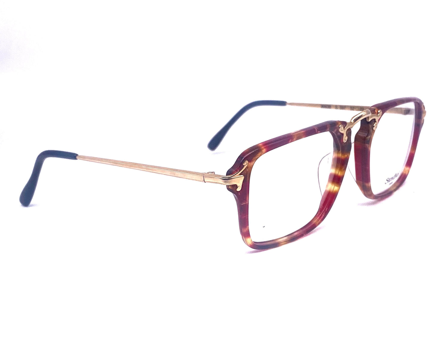 Stendhal Paris one of a kind red tortoise & gold deco inspired eyeglasses frames hand made in France, 80s NOS